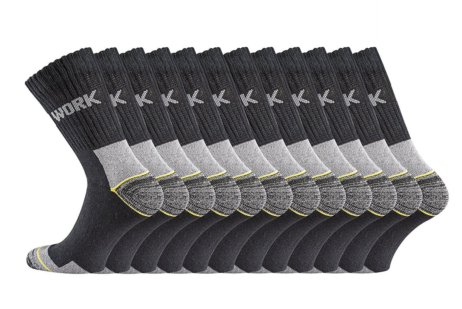 TippTexx 24 Arbeitssocken 12 Paar Arbeitssocken, Work-Socken, ANTI-LOCH-GARANTIE, normale Länge (12 Paar) mit Vollfrotteefuß, Komfortbund