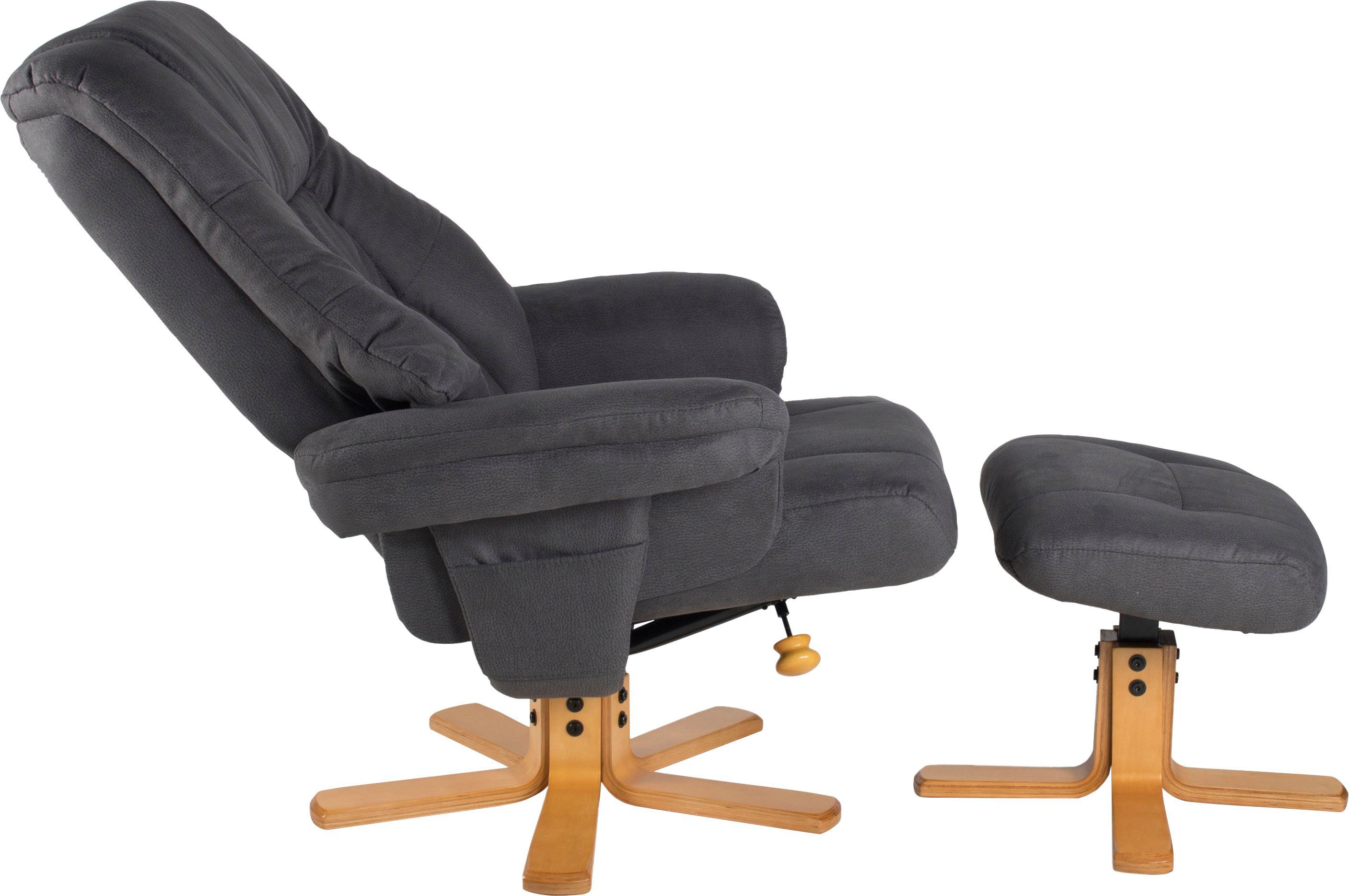 Duo Collection TV-Sessel Bordeaux, mit Hocker drehbar Relaxfunktion, anthrazit 360 Grad und