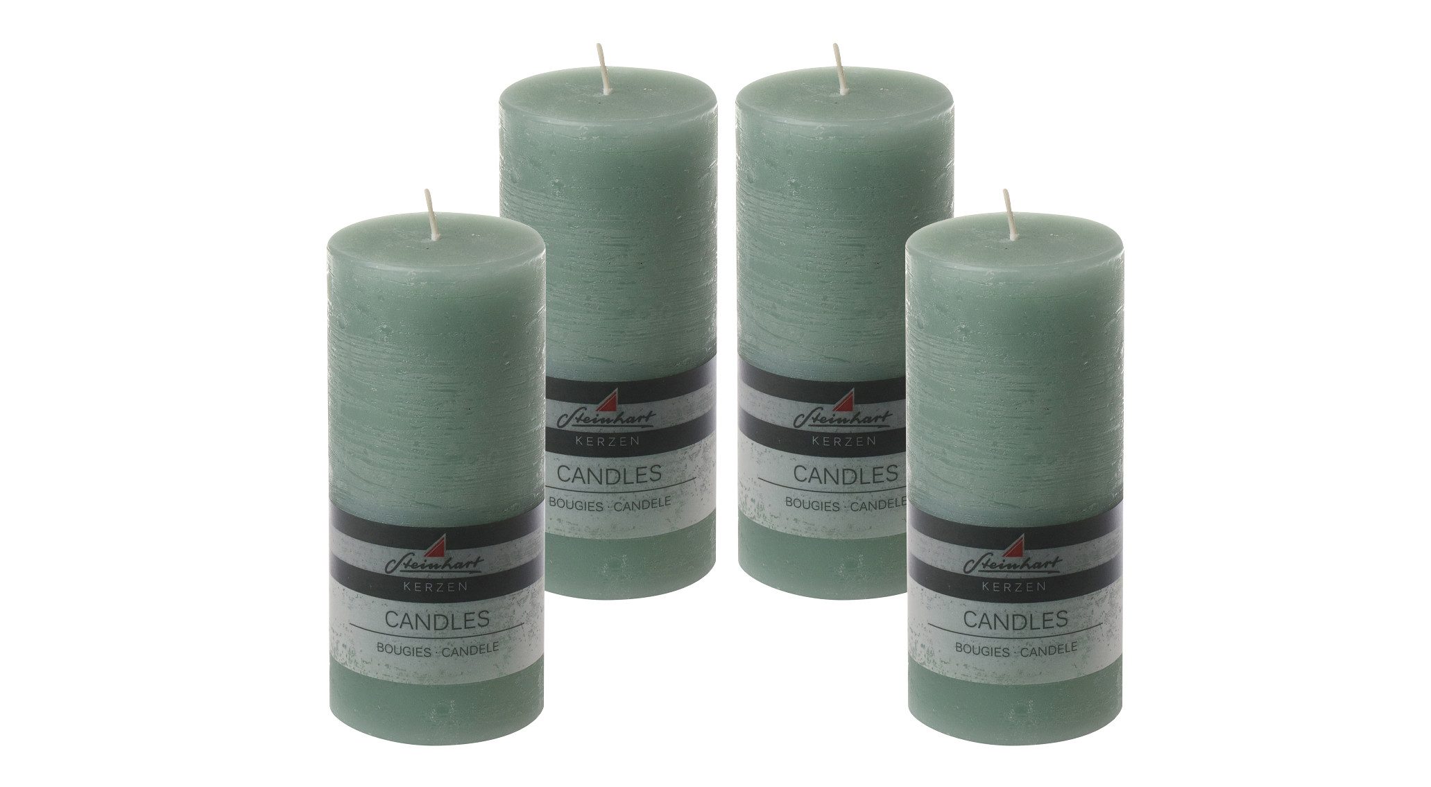 Steinhart Kerzen Adventskerze 4er Set Adventskranzkerzen "Raureif" Salbei 150/68 mm