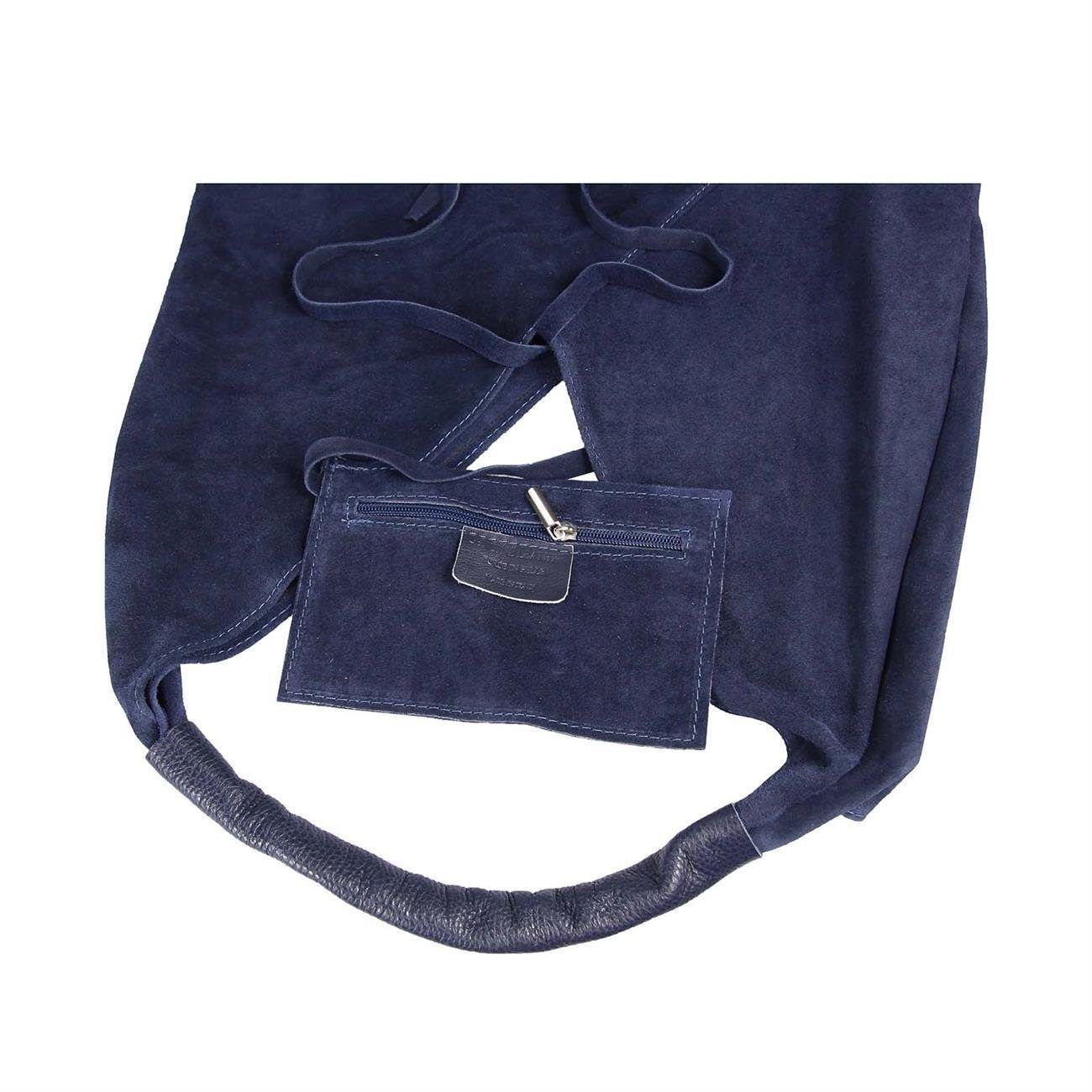 ITALYSHOP24 Schultertasche Made in Italy Damen XXL Leder Wildleder Tasche Shopper Umhängetasche, LEICHT SICHER & SMART unterm Arm tragbar MODERN & EDEL, CITY HOBO BAG