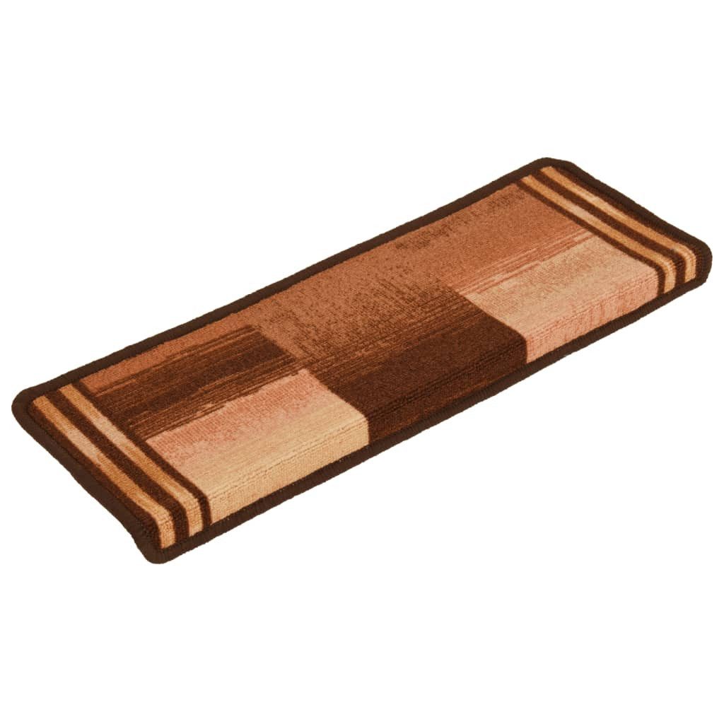 vidaXL Stufenmatte NA Treppenmatten Selbstklebend 15 Stk 65x25 cm Braun Stufenteppich