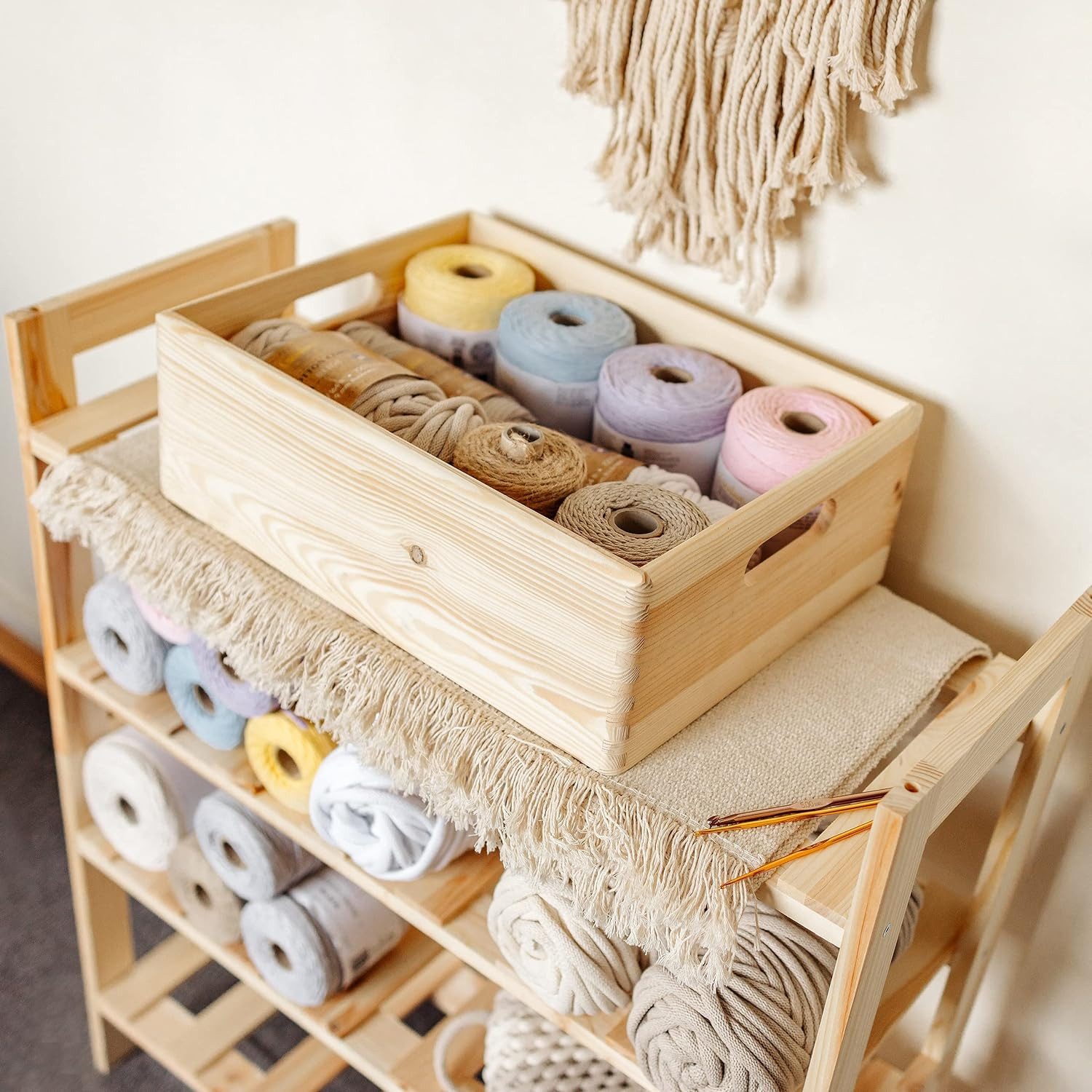 Creative Deco Holzkiste XXL Obstkiste Korb 40x30x13cm (1cm) mit Griffen ohne Deckel, mit Griffen, ohne Deckel