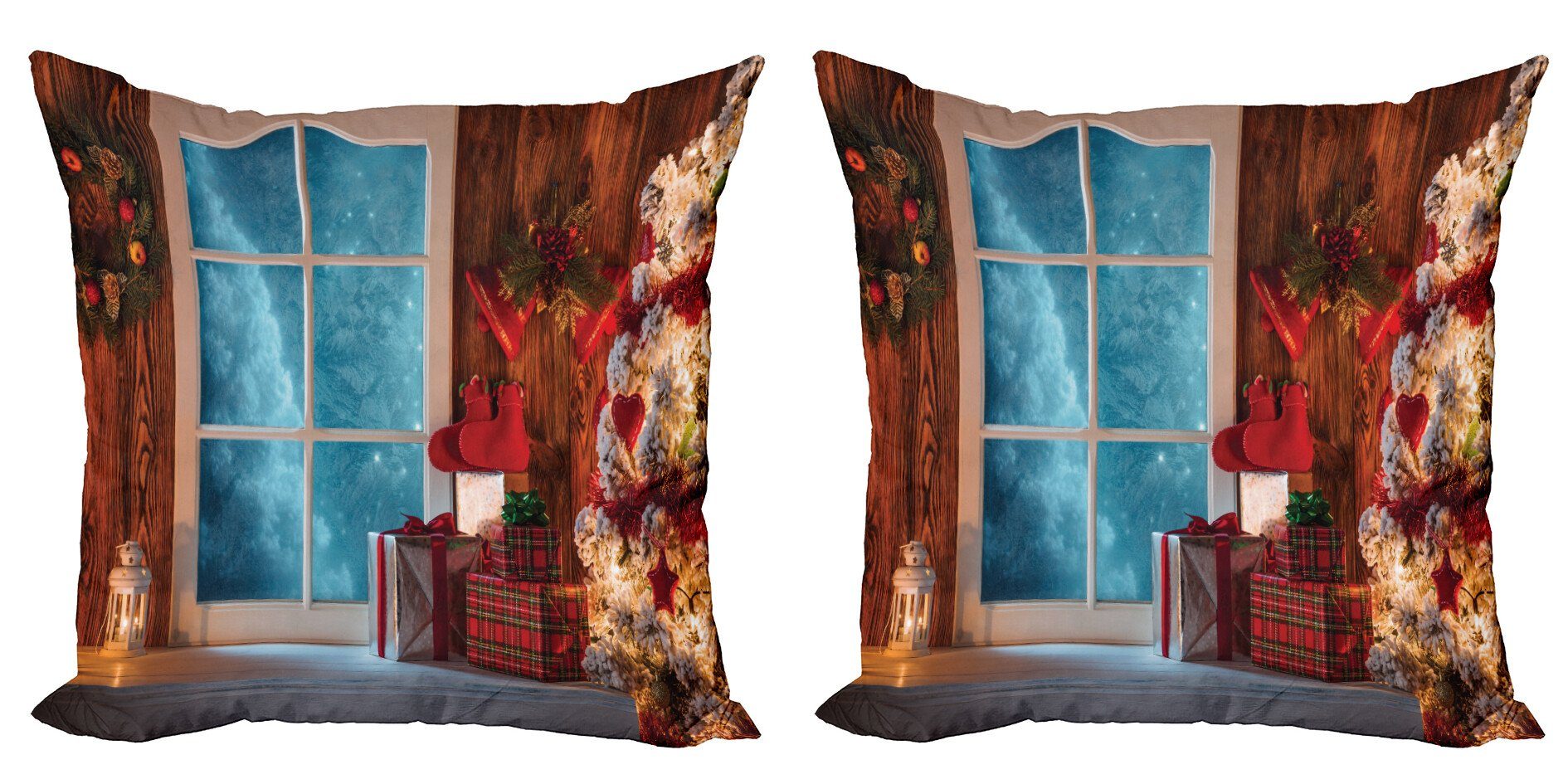 Kissenbezüge Modern Accent Doppelseitiger Gefrorene (2 Digitaldruck, Schnee Haus Stück), Abakuhaus Weihnachten