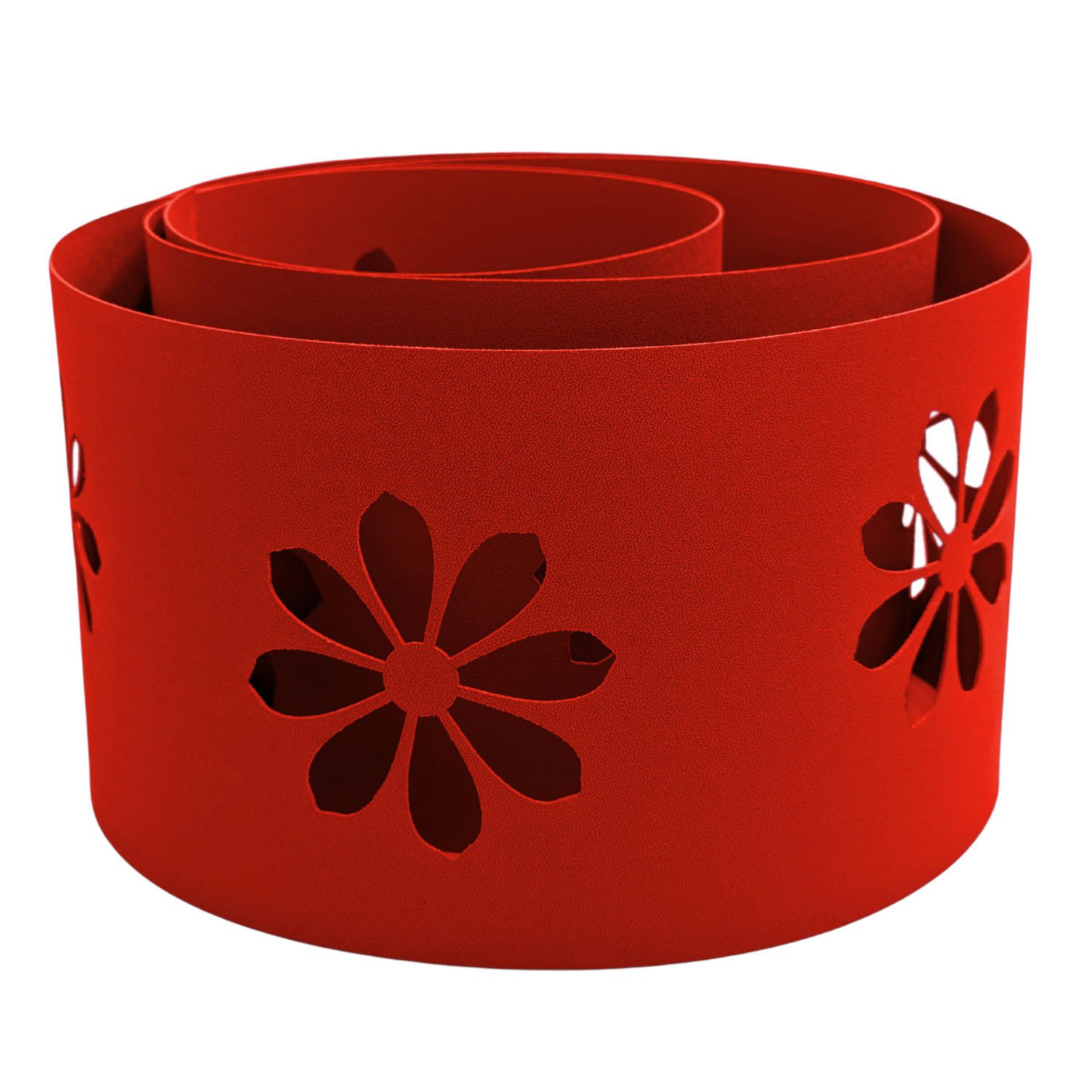 zaunzu Sichtschutzstreifen zaunzu PREMIUM dekor Sonnenblume Sichtschutz Rot 2,55m, (1x Einzelstreifen, Lasermuster für Deinen Doppelstabmattenzaun Laserstreifen), 5 Jahre garantierte Farbechtheit, UV-beständig