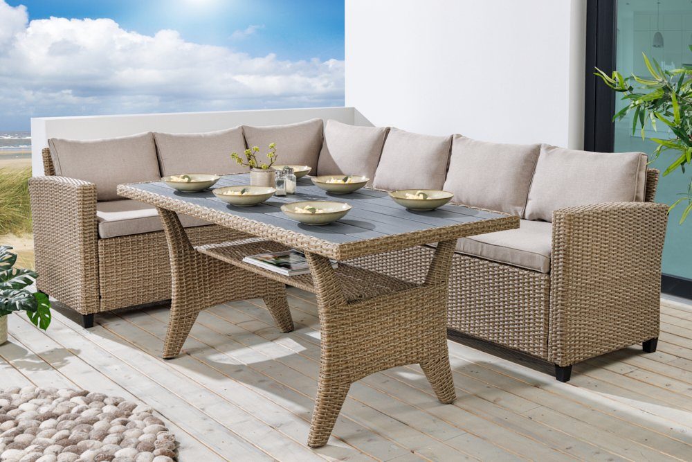 riess-ambiente Sitzgruppe MONACO 240cm natur, (Set, 1-tlg), Gartenmöbel · w günstig online kaufen