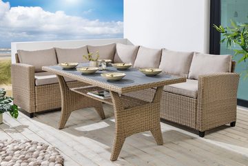 riess-ambiente Sitzgruppe MONACO 240cm natur, (Set, 1-tlg), Gartenmöbel · wetterfeste Ecklounge inkl. Tisch · Outdoor · Design