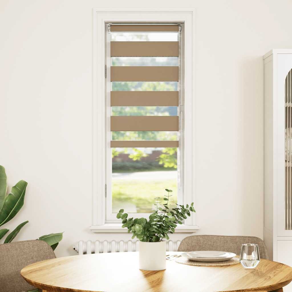 Rollo Doppelrollo Sandbraun 45x150 cm Stoffbreite 40,9 cm Polyester, vidaXL