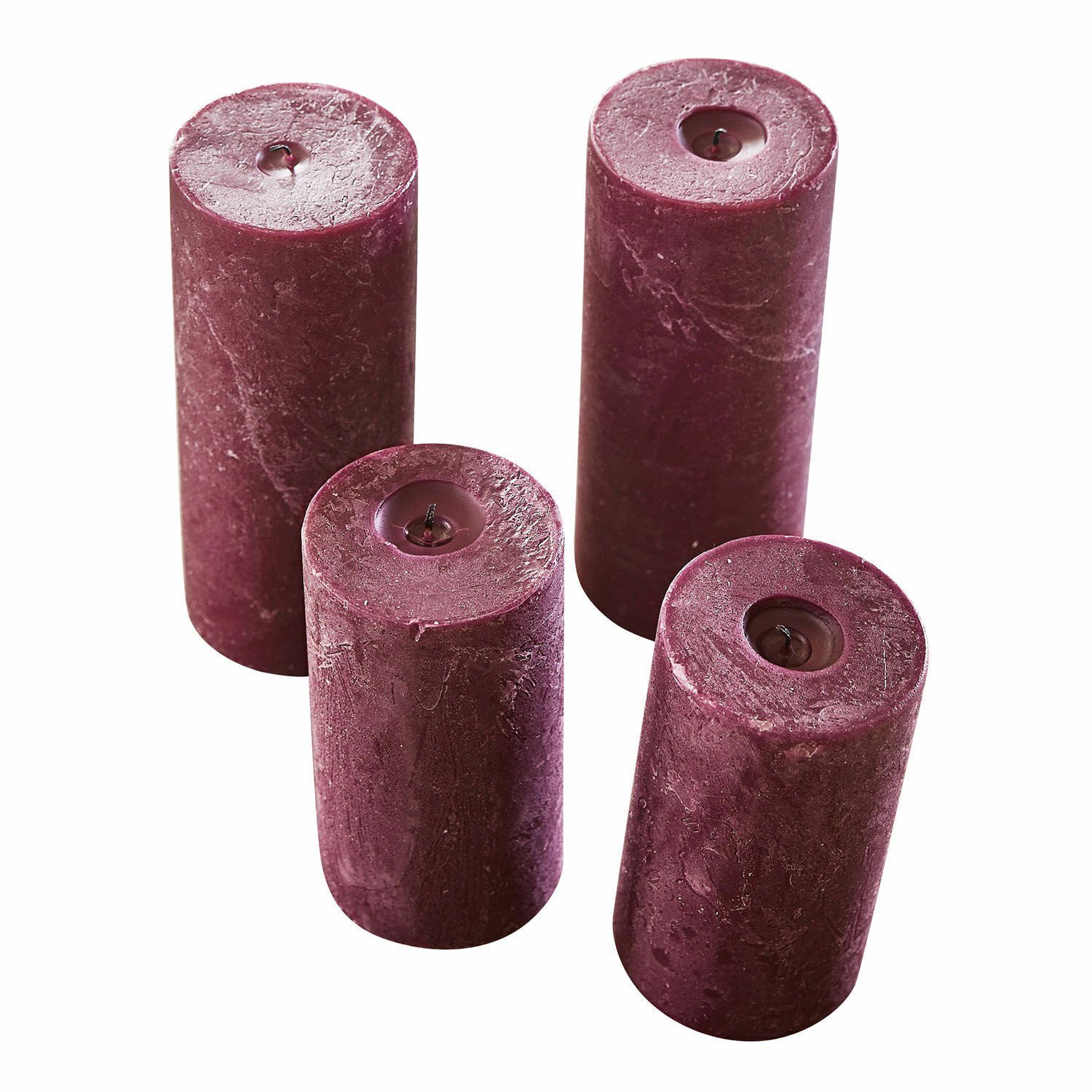 Mirabeau Stumpenkerze Kerze 4er Set Berekua bordeaux (4er Set, 4er Set), none