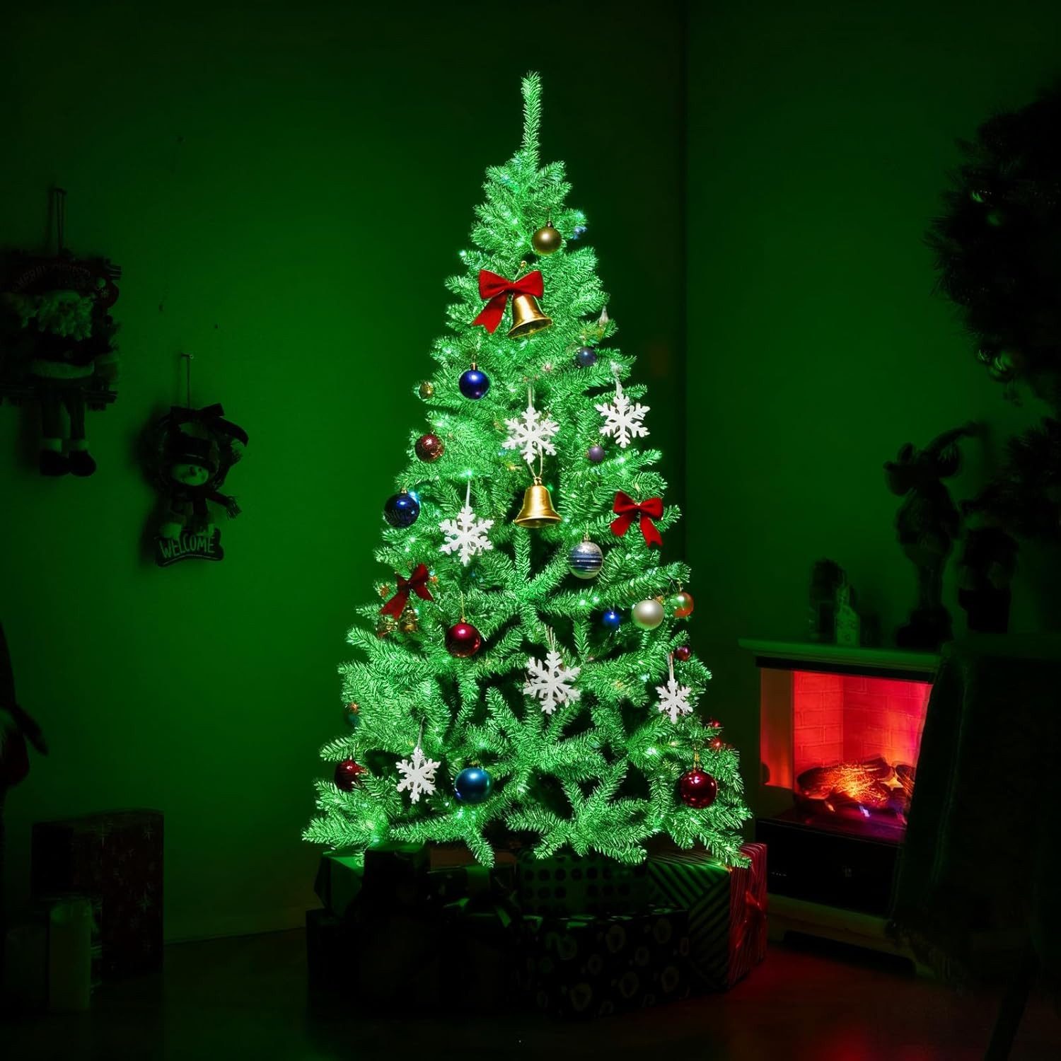 COSTWAY Künstlicher Weihnachtsbaum, 180cm, 692 Spitze im Dunkeln Leuchtend