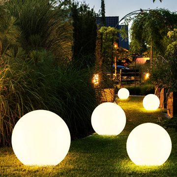 etc-shop LED Solarleuchte, LED-Leuchtmittel fest verbaut, Warmweiß, Solarleuchte Kugel Garten Kugelleuchte Solar LED 3er Set