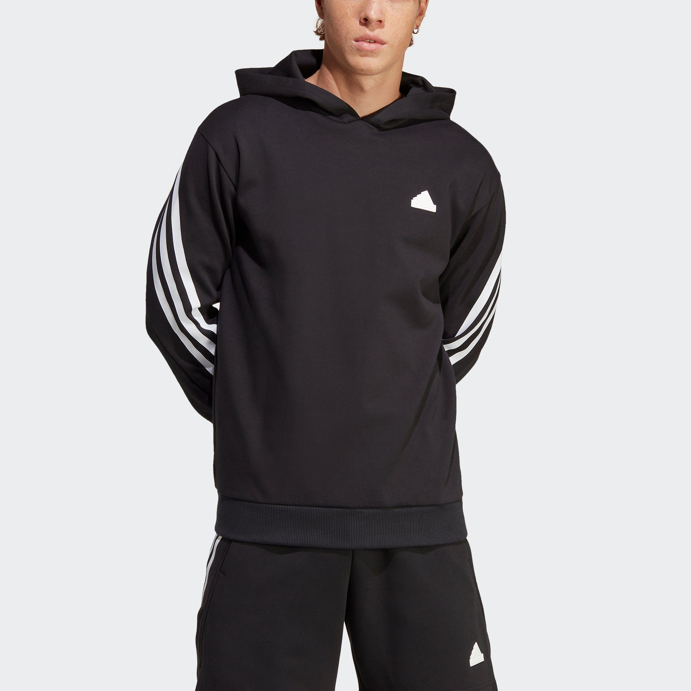 adidas Sportswear Kapuzensweatshirt White FUTURE / Black HOODIE 3STREIFEN ICONS