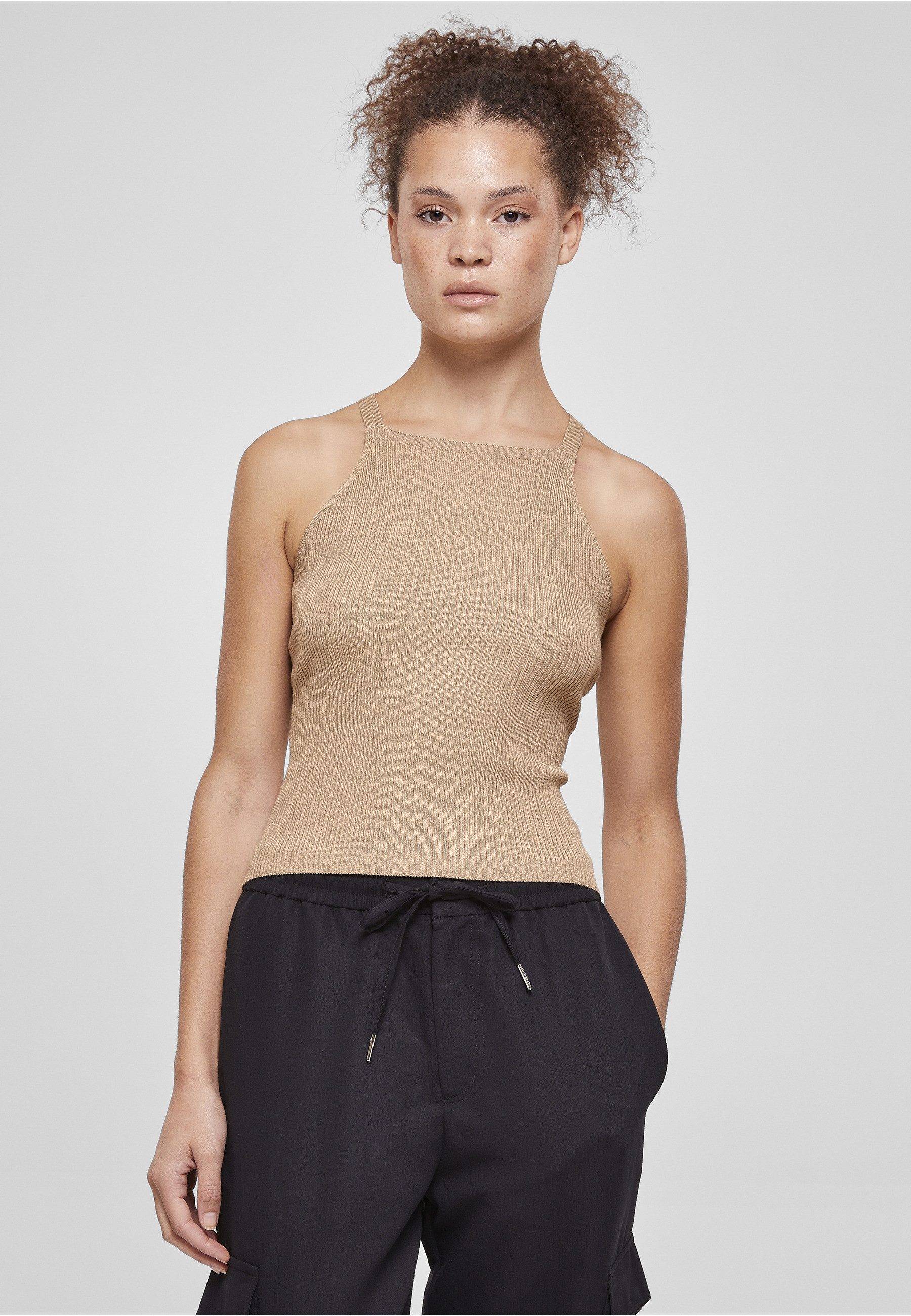 URBAN CLASSICS Tanktop Urban Classics Damen Ladies Rib Knit Crossed Back Top (1-tlg)