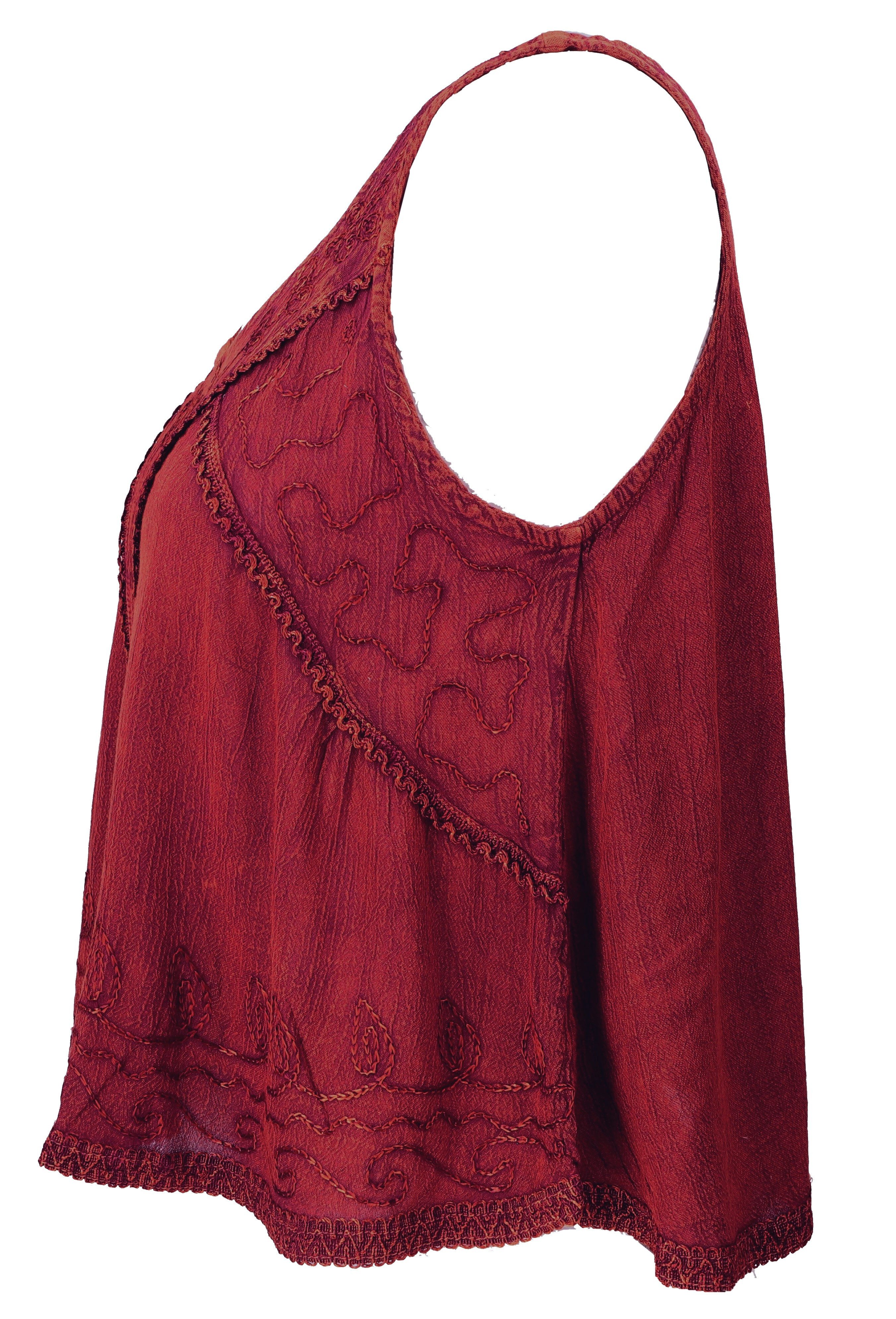 Guru-Shop T-Shirt Besticktes Top Boho chic, kurzes lockeres.. Festival, Ethno Style, alternative Bekleidung – Bild 3 von 4