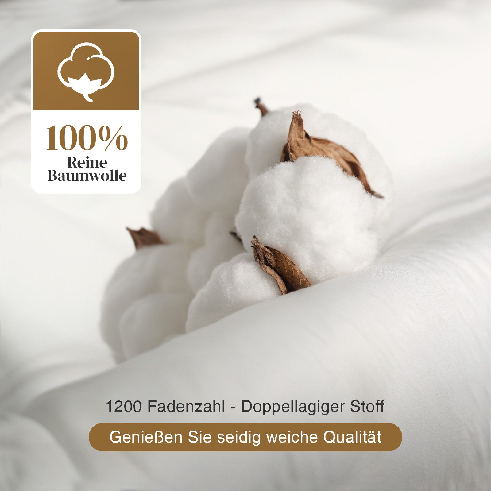 Wellos Daunenbettdecke 135/155/200x200 cm Ganzjahresdecke 100% Baumwolle Be günstig online kaufen