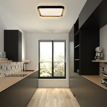 Nettlife Deckenleuchten Schwarz Deckenlampe Memoryfunktion Deckenbeleuchtung Eckig, Dimmbar mit Fernbedienung, LED fest integriert, Warmweiß, Neutralweiß bis Kaltweiß, für Wohnzimmer Küche Schlafzimmer Flur Esszimmer, 32W, 30CM