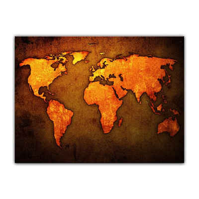 Bilderdepot24 Leinwandbild Weltkarte - braun, Landkarten