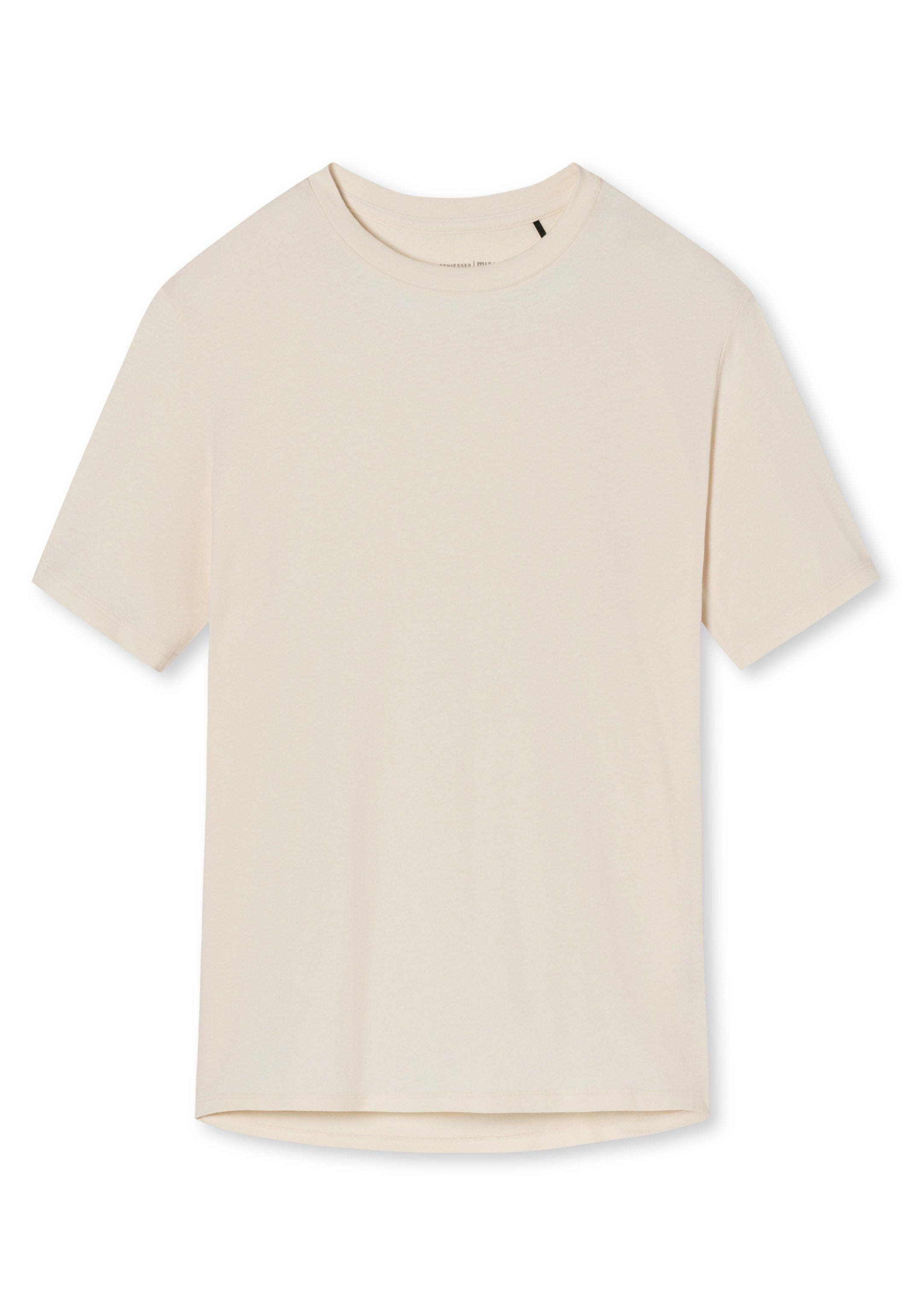 & Organic Mix - Baumwolle Relax Pyjamaoberteil Cotton Shirt (1-tlg) Creme Schiesser kurzarm Schlafanzug -
