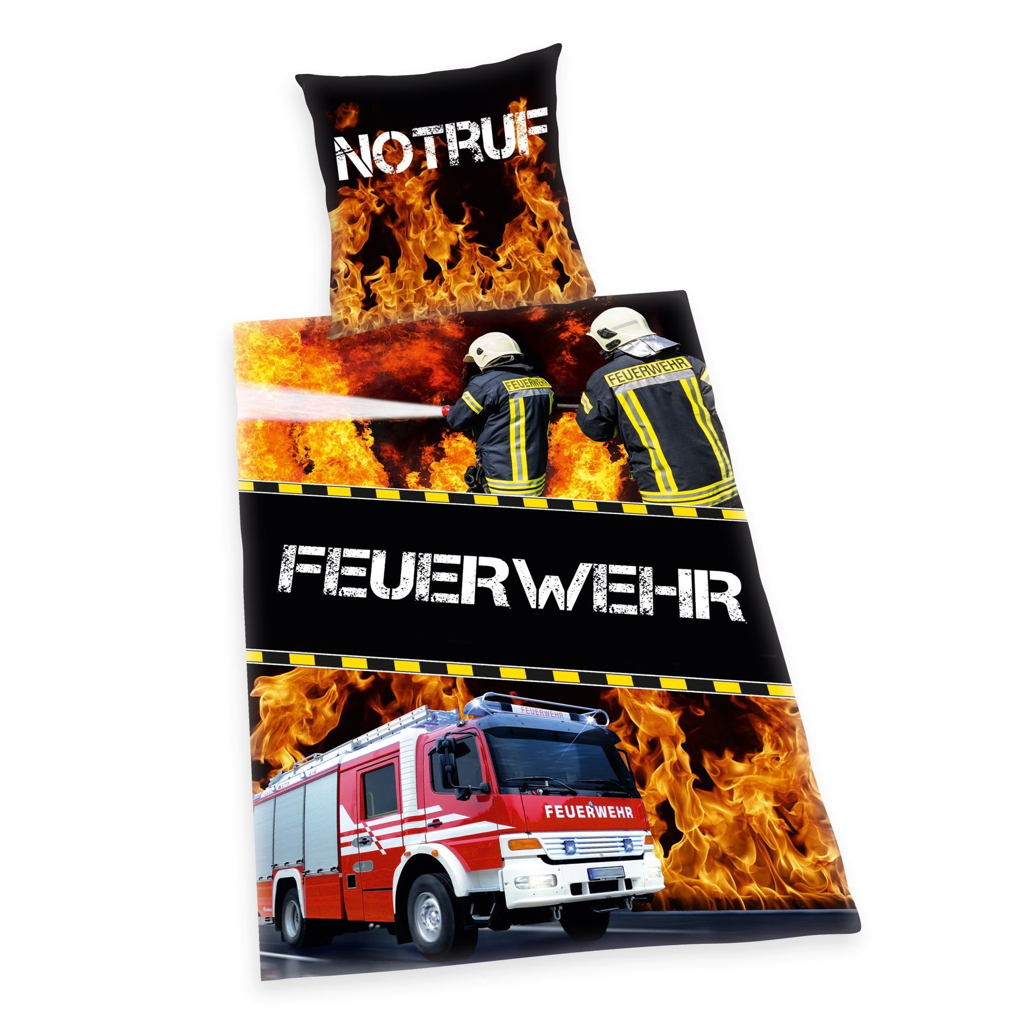 Herding Kinderbettwäsche Herding Bettwäsche Feuerwehr Notruf 80 x 80 und 13 günstig online kaufen