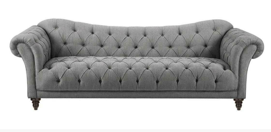 JVmoebel Chesterfield-Sofa, Beige Couch mit knöpfen Chesterfield Sofa Polster Sitz Couchen Sofas Luxus Neu Grau