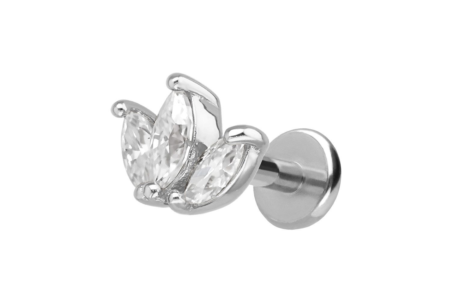 PIERCINGLINE Piercing-Set Titan Labret mit Innengewinde + 925er Silber Aufsatz 3 (Labrets, 1-tlg)