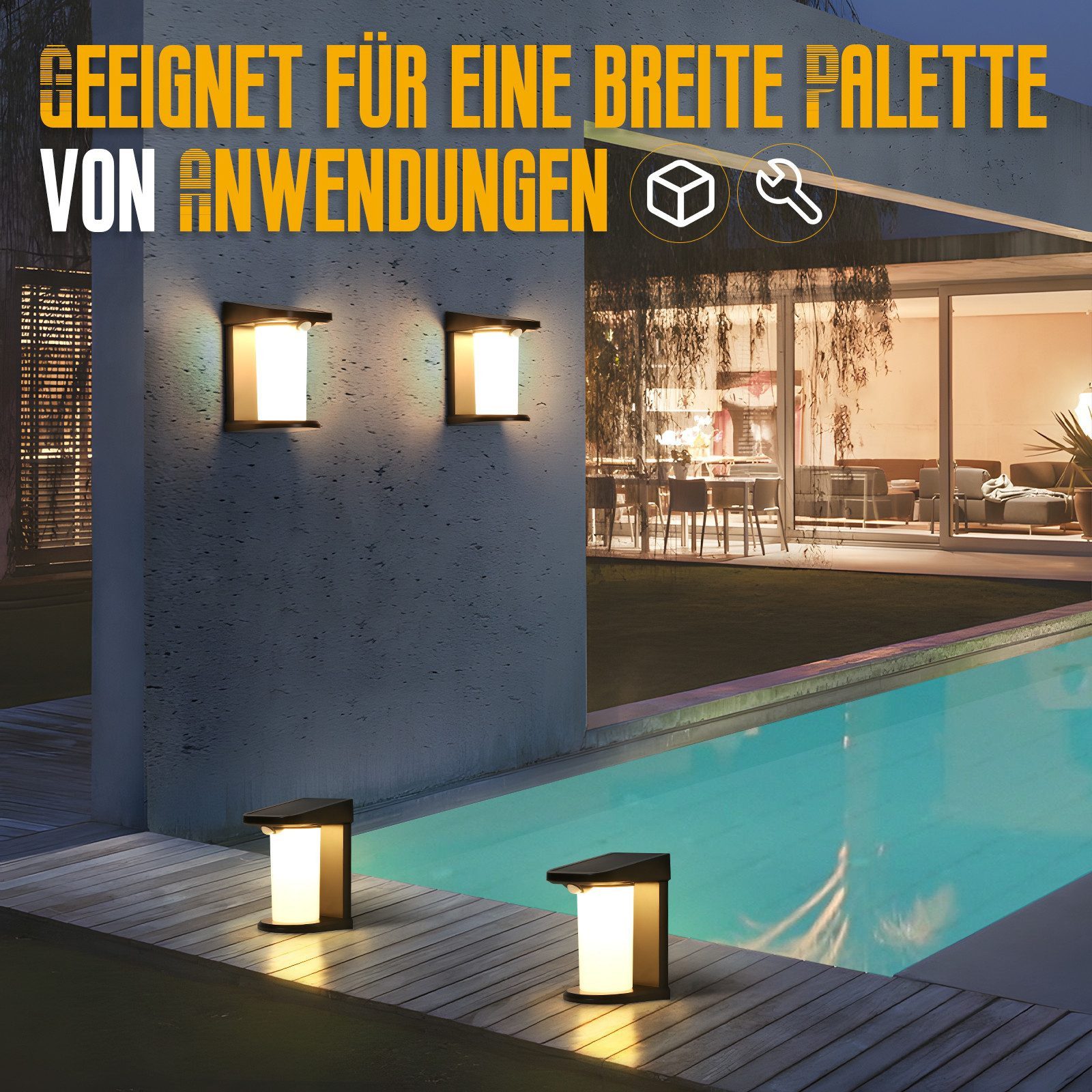 Nettlife LED Außen-Wandleuchte mit Bewegungsmelder Solarleuchte Garten 2 Mo günstig online kaufen