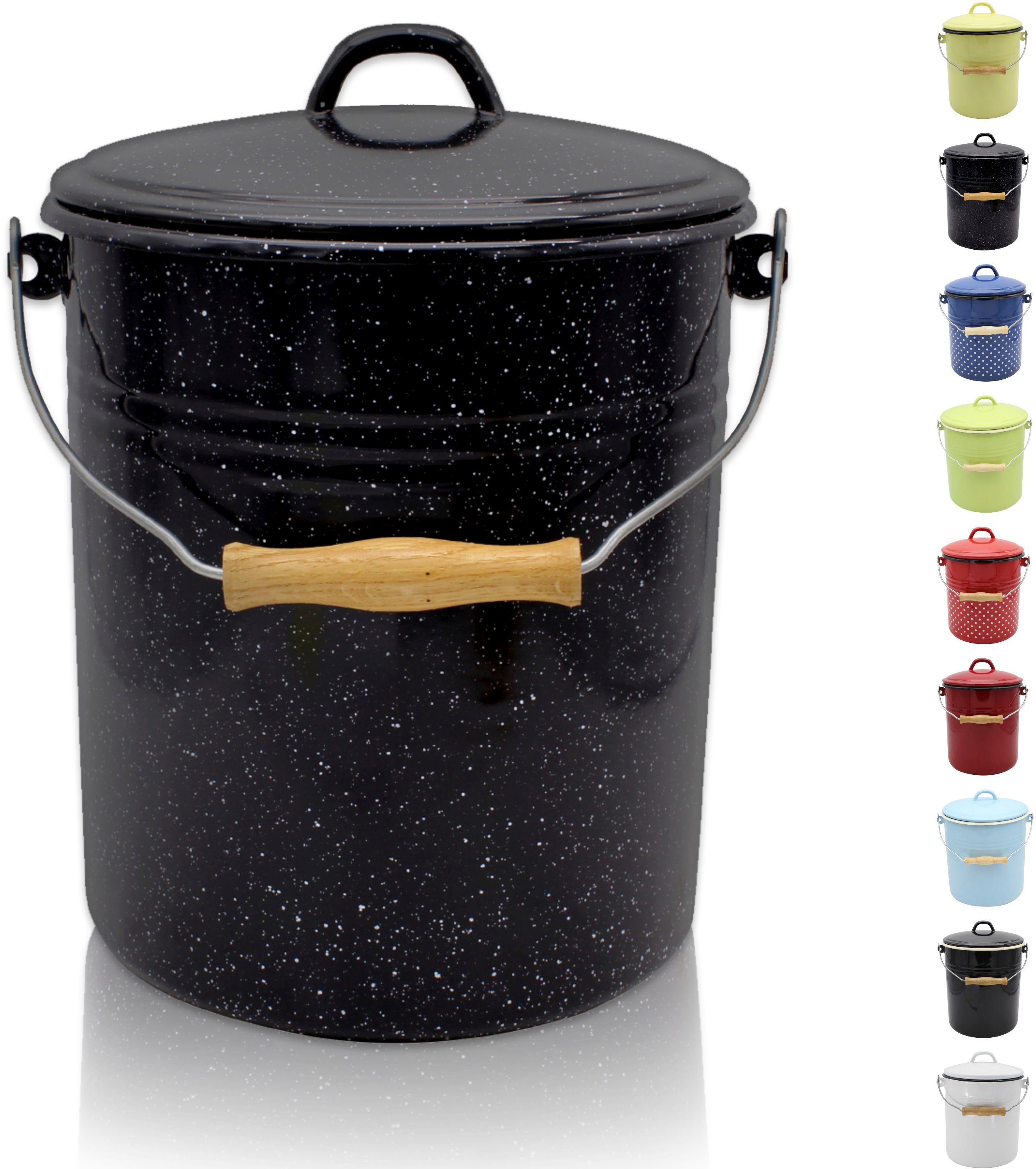 Krüger Мусорные урны Emaille Мусорные урны mit Deckel Serie Rio, schnitt- / kratzfeste Oberfläche, bakterienabweisend, extrem langlebig