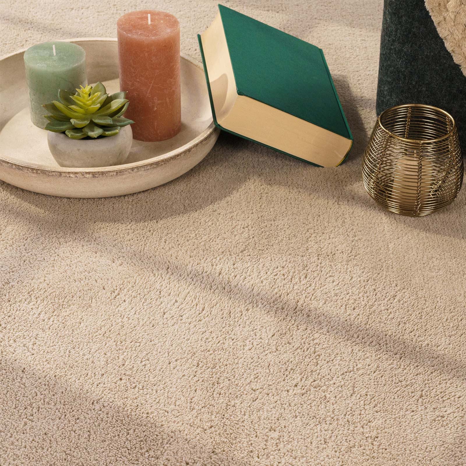 TaraCarpet Teppich Fiona Uni Kurzflor-Teppich, waschbar und supersoft, rechteckig, Höhe: 14 mm, 14 mm Kurzflor, rechteckig, Farbe Beige, Größe 50x80 cm – Bild 3 von 5