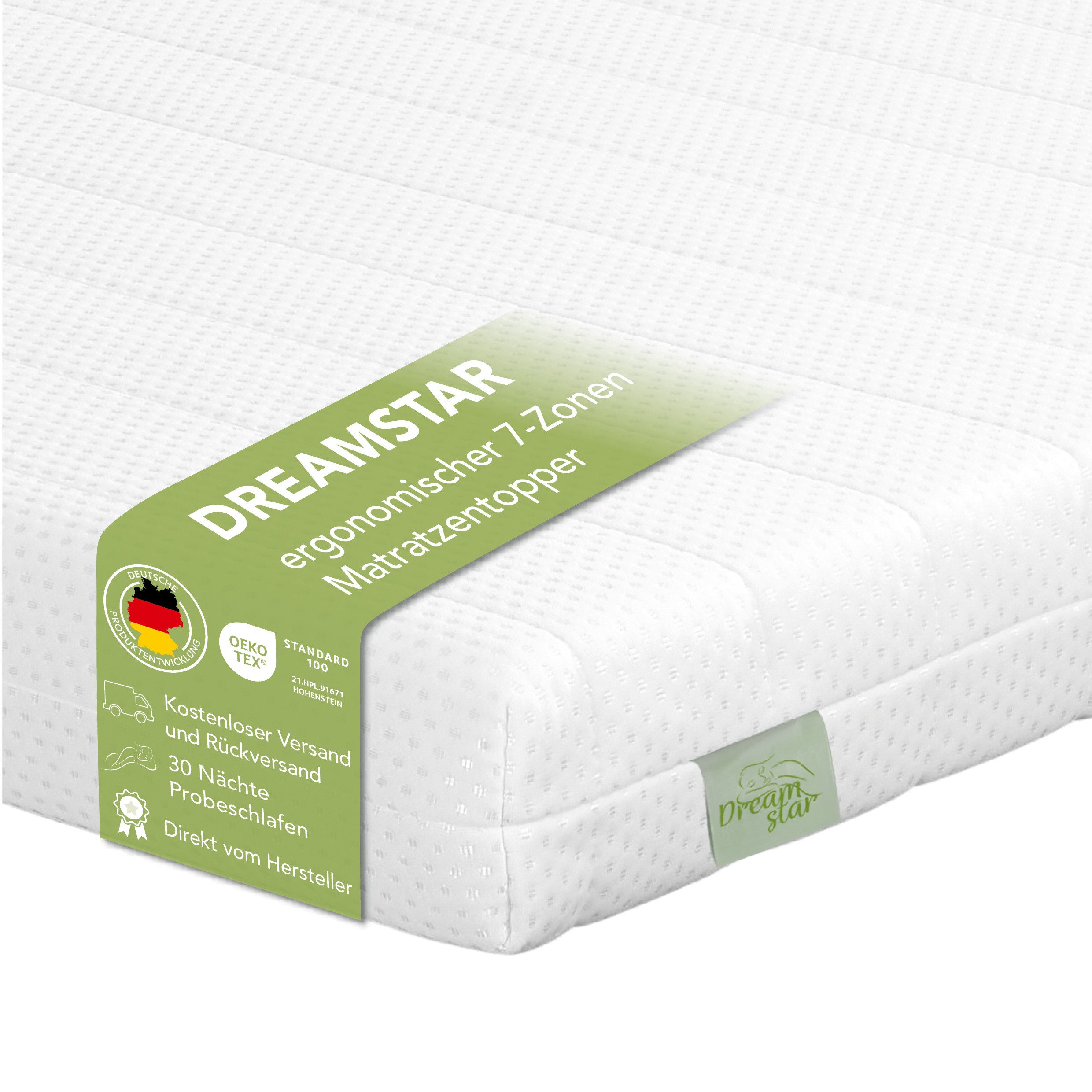 Dreamstar, Цилиндр Easy Flex, ergonomischer 7-Zonen Матрасыtopper zum Wenden, 10 cm hoch, Duo Härtegrad H2 und H3, verschiedene Größen, Komforthöhe 10 cm
