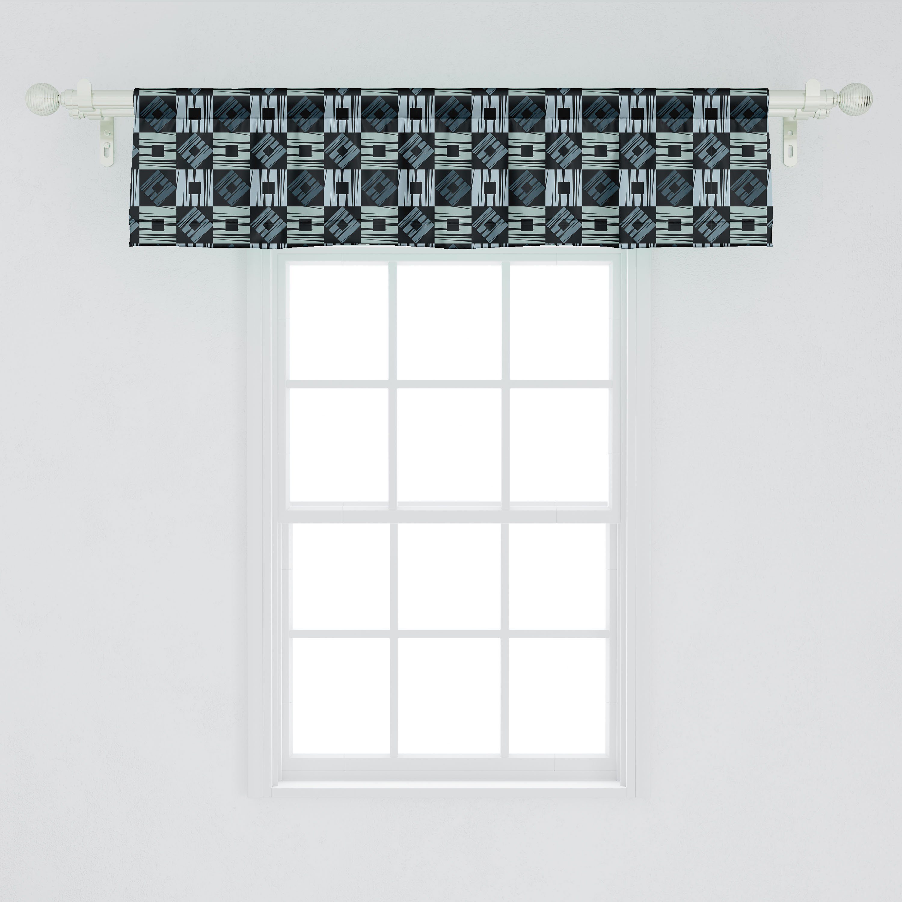 Scheibengardine Vorhang Dekor Squares Schlafzimmer Küche für mit Stangentasche, Abakuhaus, Volant Microfaser, Bizarre Moderne Abstrakt