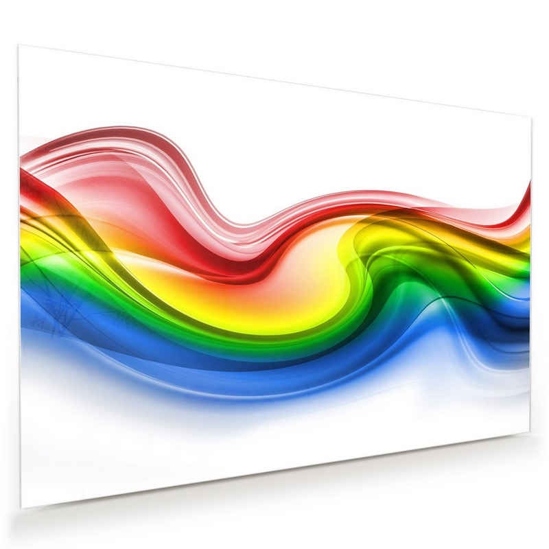Primedeco Glasbild Wandbild Regenbogenwellen mit Aufhängung, Abstrakt