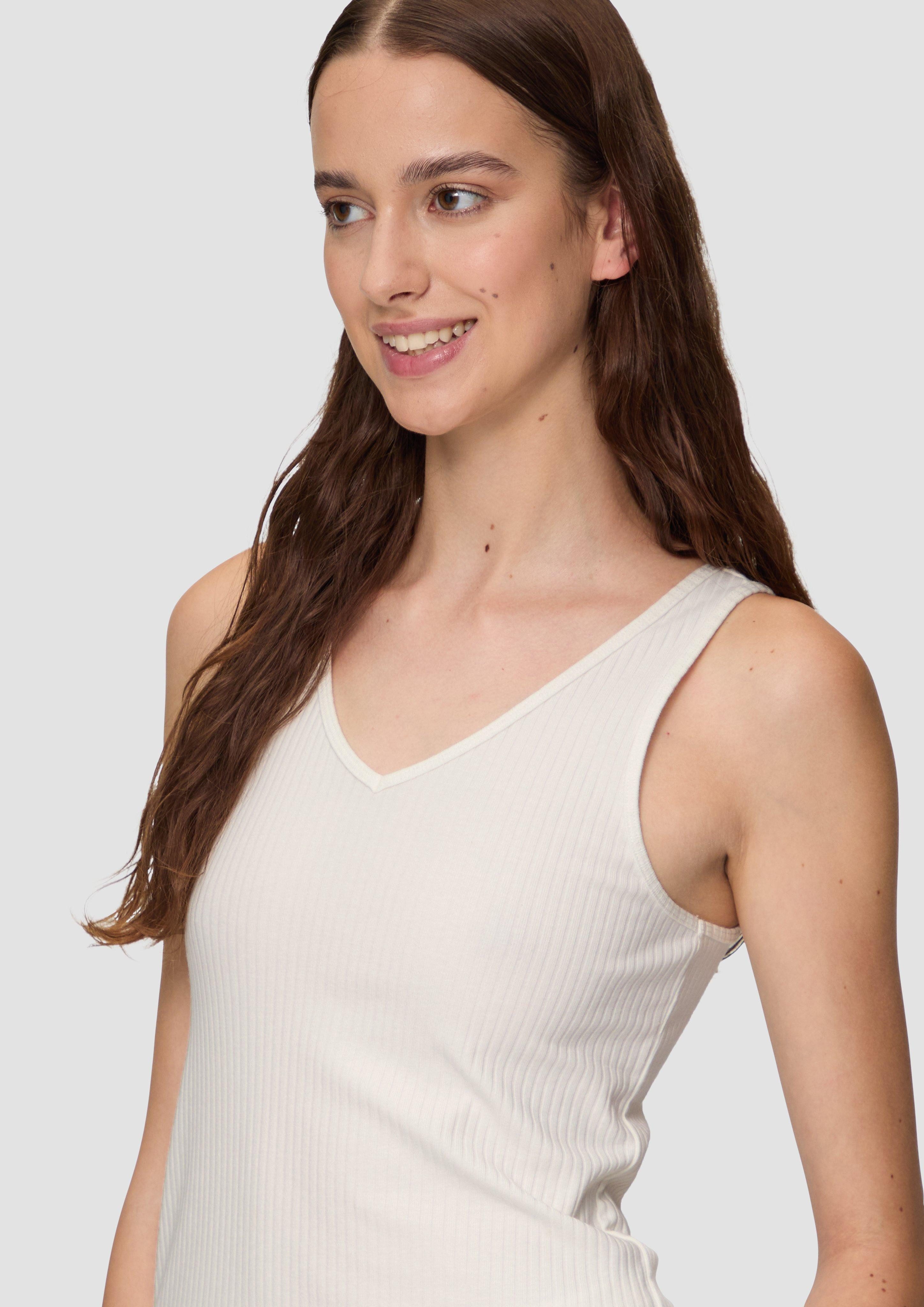 QS Shirttop Geripptes Top im Slim günstig online kaufen