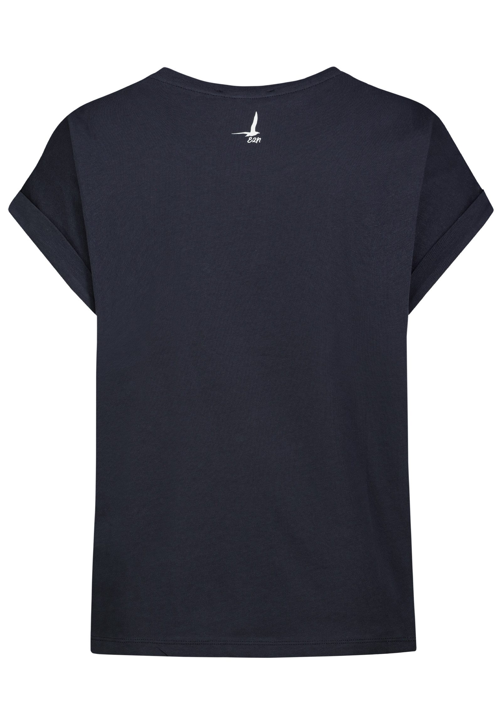 Eight2Nine T-Shirt Damen T-Shirt mit maritimer Stickerei Ärmel mit Aufschlag, Stickmotive: Muschel, Schiff, Hummer, Anker
