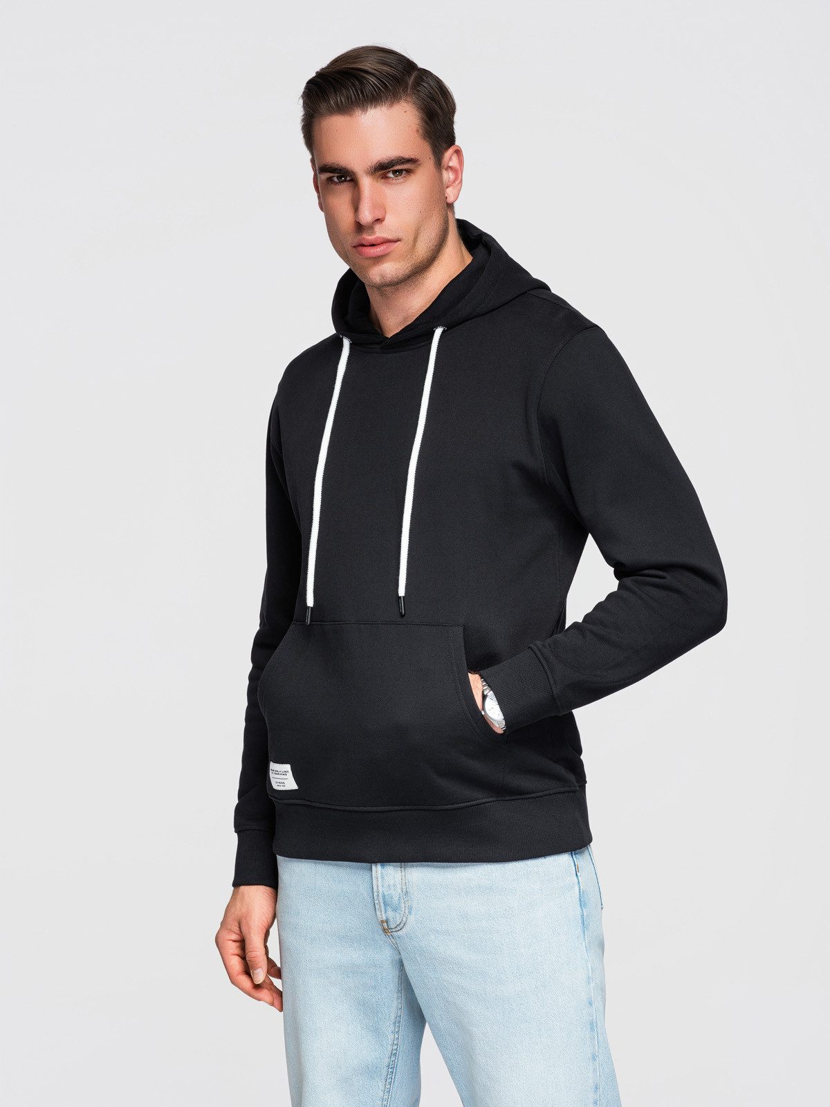 Kapuzenpullover Herren Hoodie Baumwolle Basic Kapuzenpullover Schwarz XL