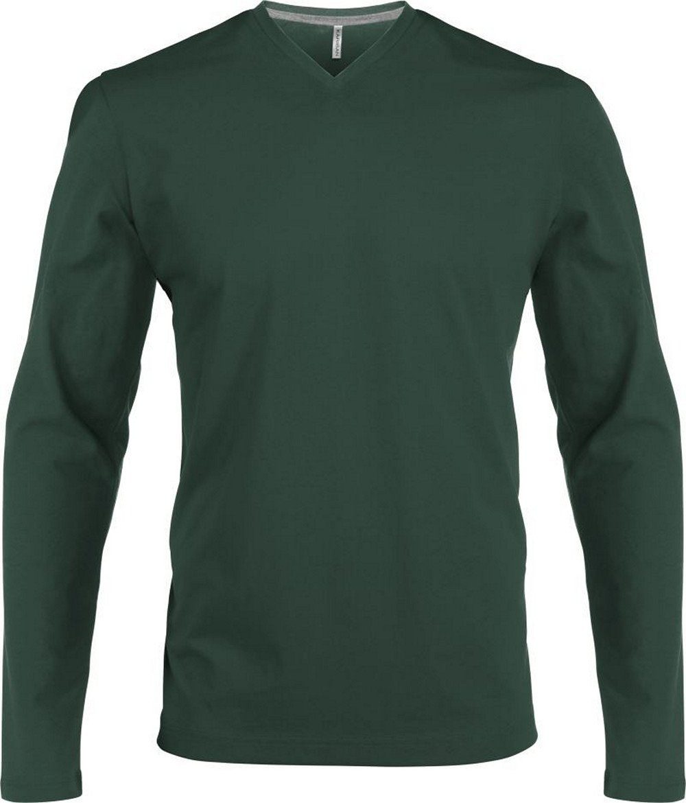 Kariban Rundhalsshirt Kariban K358 Herren enzymgewaschen V-Neck langarm T-Shirt green