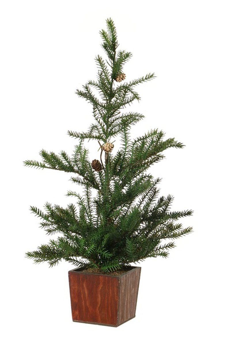 artplants Künstlicher Weihnachtsbaum Deko Baum Tanne CEDARIO mit Zapfen, im Holztopf, 60cm