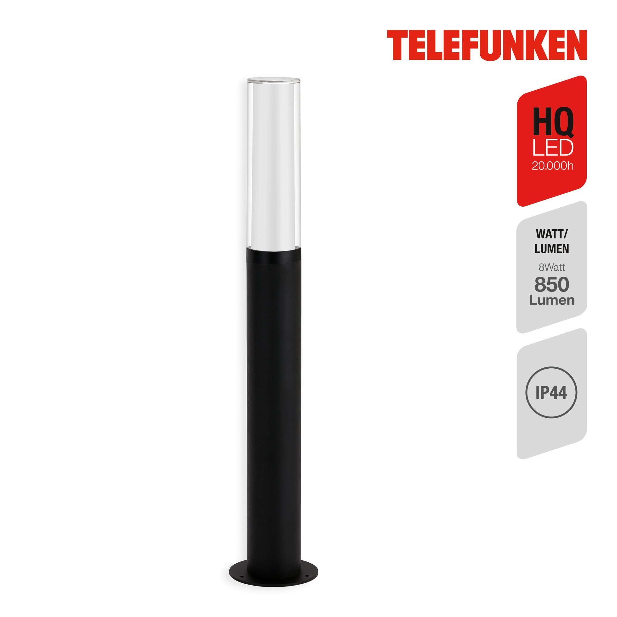 Telefunken 57cm Außenstehleuchte 311405TF, Außen-Stehlampe LED verbaut, fest Neutralweiß, LED Außenleuchte IP44 4000K