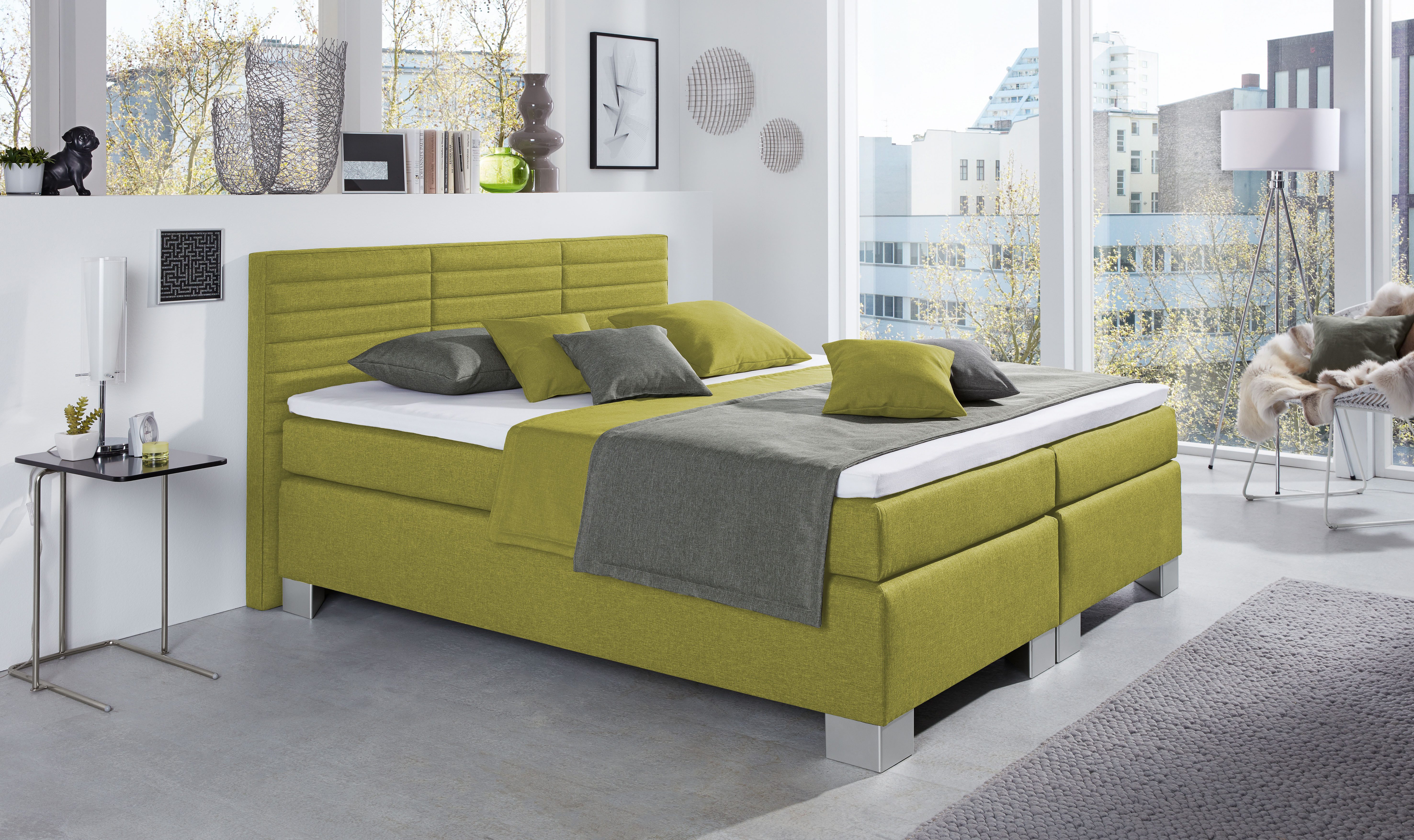 hapo Boxspringbett ATLANTA mit hohem Kopfteil (Topper separat erhältlich), erhältlich in verschiedenen Breiten, Farben & Matratzenarten