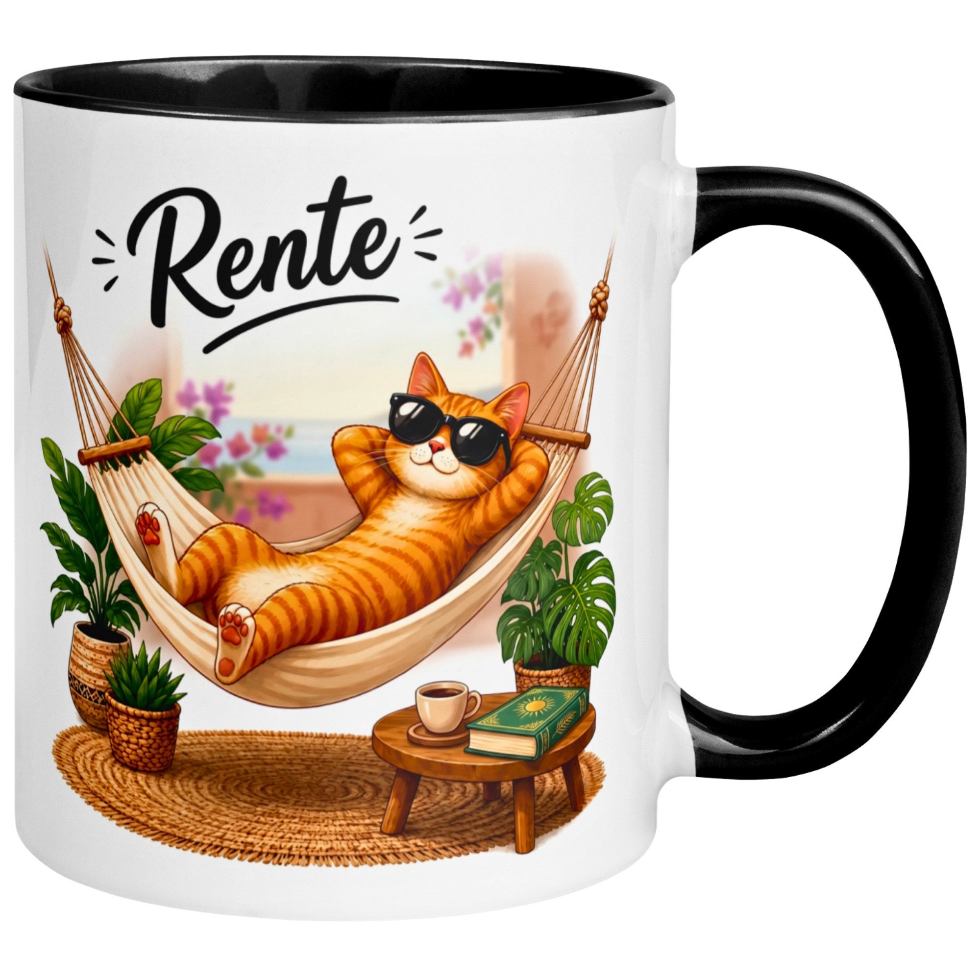 Momentals Tasse Rente – „Katze - Ab jetzt gibt’s nur noch Samstage“ – Renteneintritt, Gratis Versand · Links-&Rechtshänder · Spülmaschinenfest