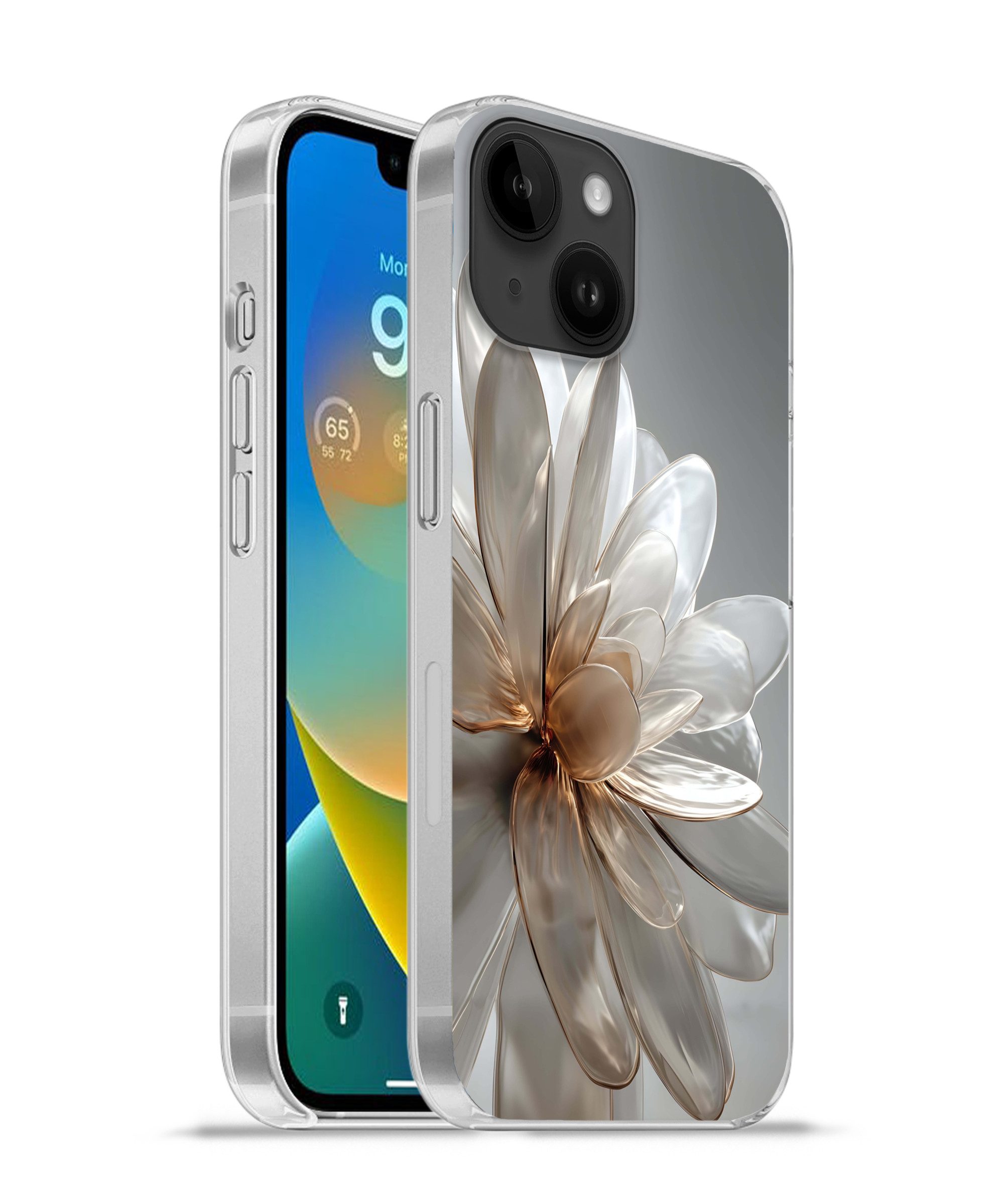 MuchoWow Handyhülle für Apple iPhone 14 Blume - Weiß - Neutral, Smartphone-Bumper, Print, Handy Schutzhülle Dünn