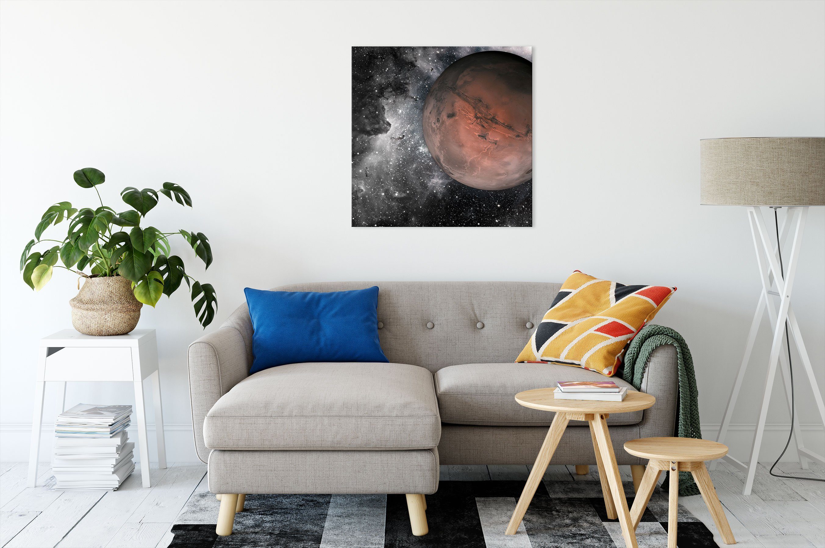 Mars Leinwandbild St), Weltall bespannt, im inkl. im Zackenaufhänger (1 fertig Pixxprint Weltall, Mars Leinwandbild