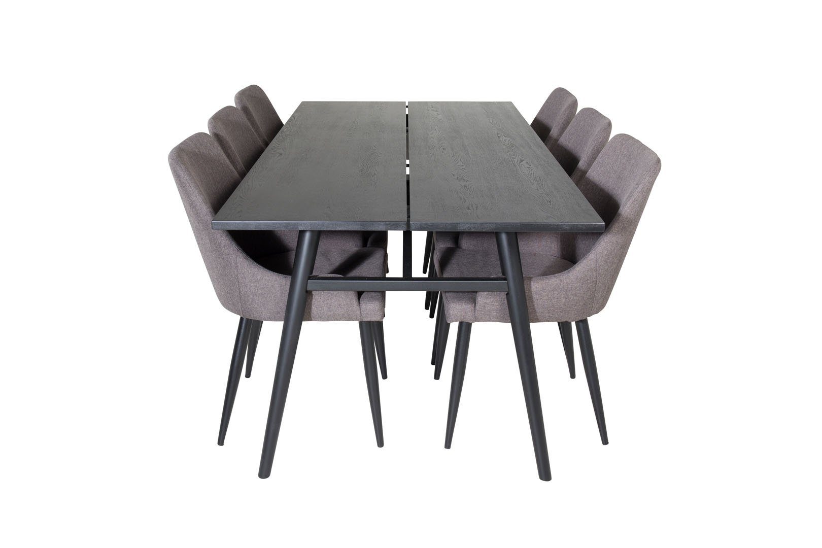 ebuy24 Essgruppe Sleek Essgruppe Esstisch ausziehbarer Tisch Lä, (7-tlg) schwarz;grau;schwarz | Essgruppen