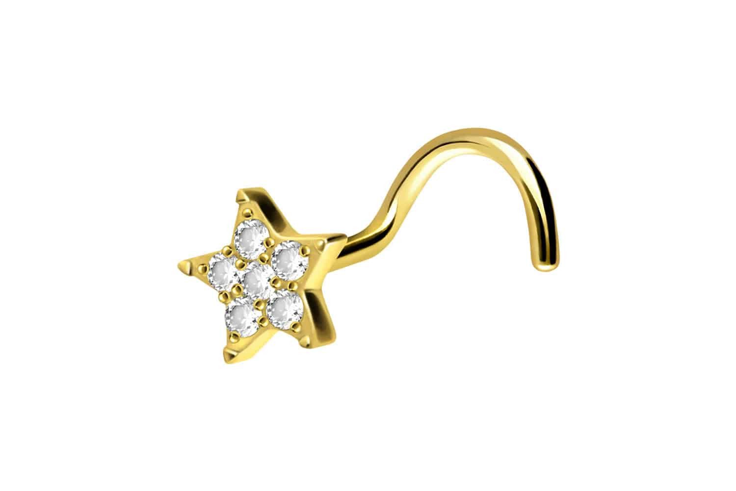 PIERCINGLINE Nasenpiercing Titan Nasenstecker Spirale KRISTALLSTERN günstig online kaufen