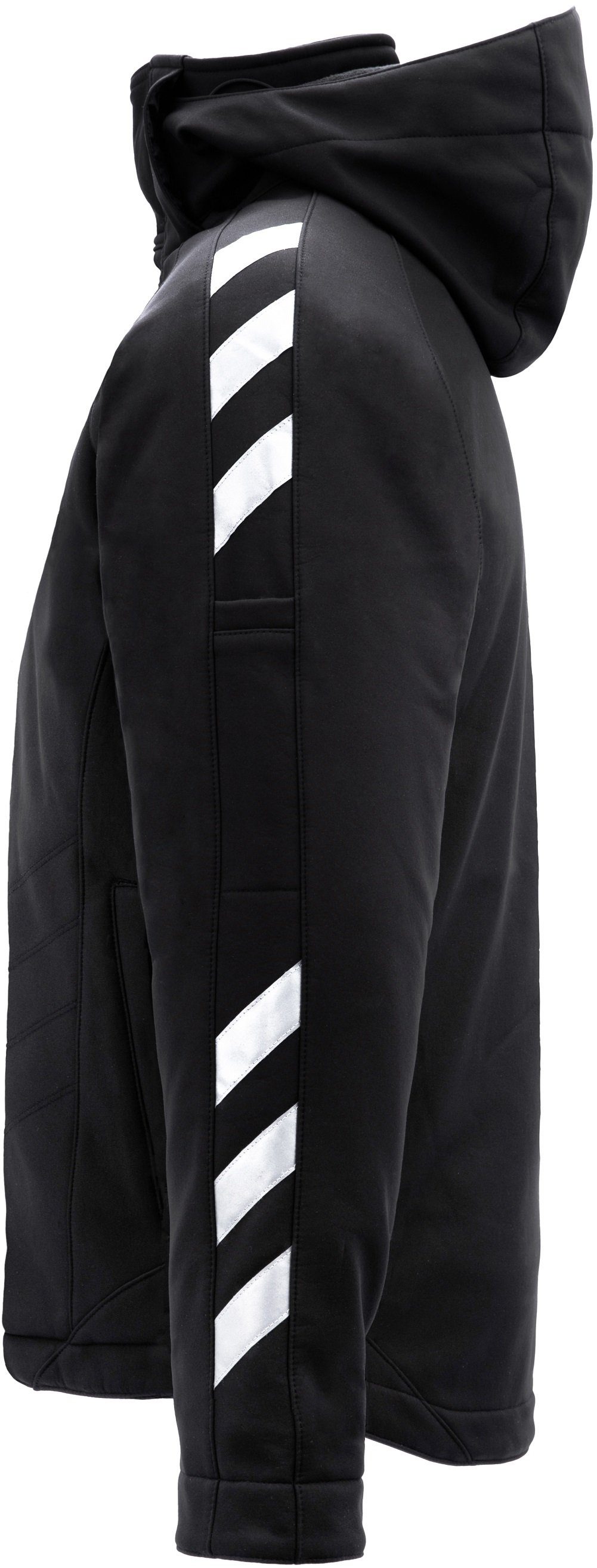 JOB Jacke mit Kapuze, Arbeitsjacke wasserabweisend Shell JOB-Winter-Soft schwarz winddicht,