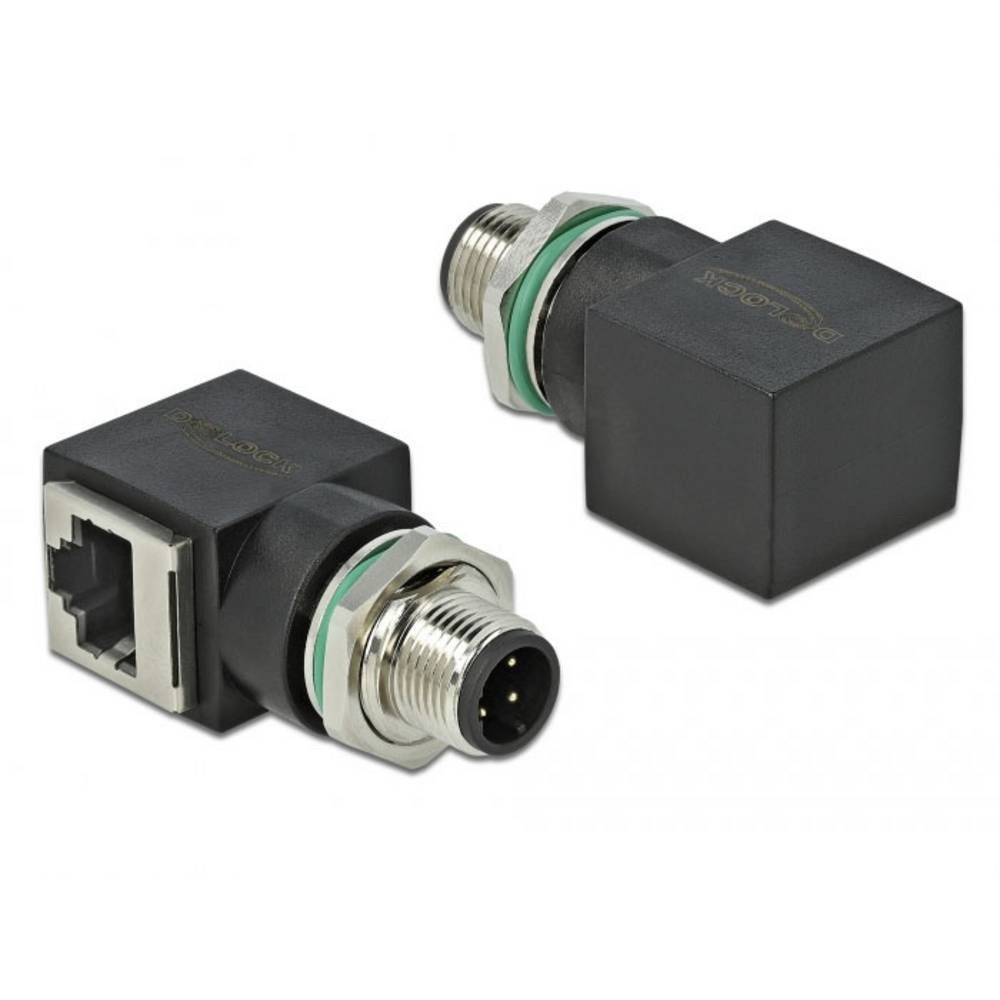 Delock M12 / RJ45 Netzwerk Adapter [1x M12-Stecker - 1x RJ45-Buchse] Schwarz Netzwerk-Adapter