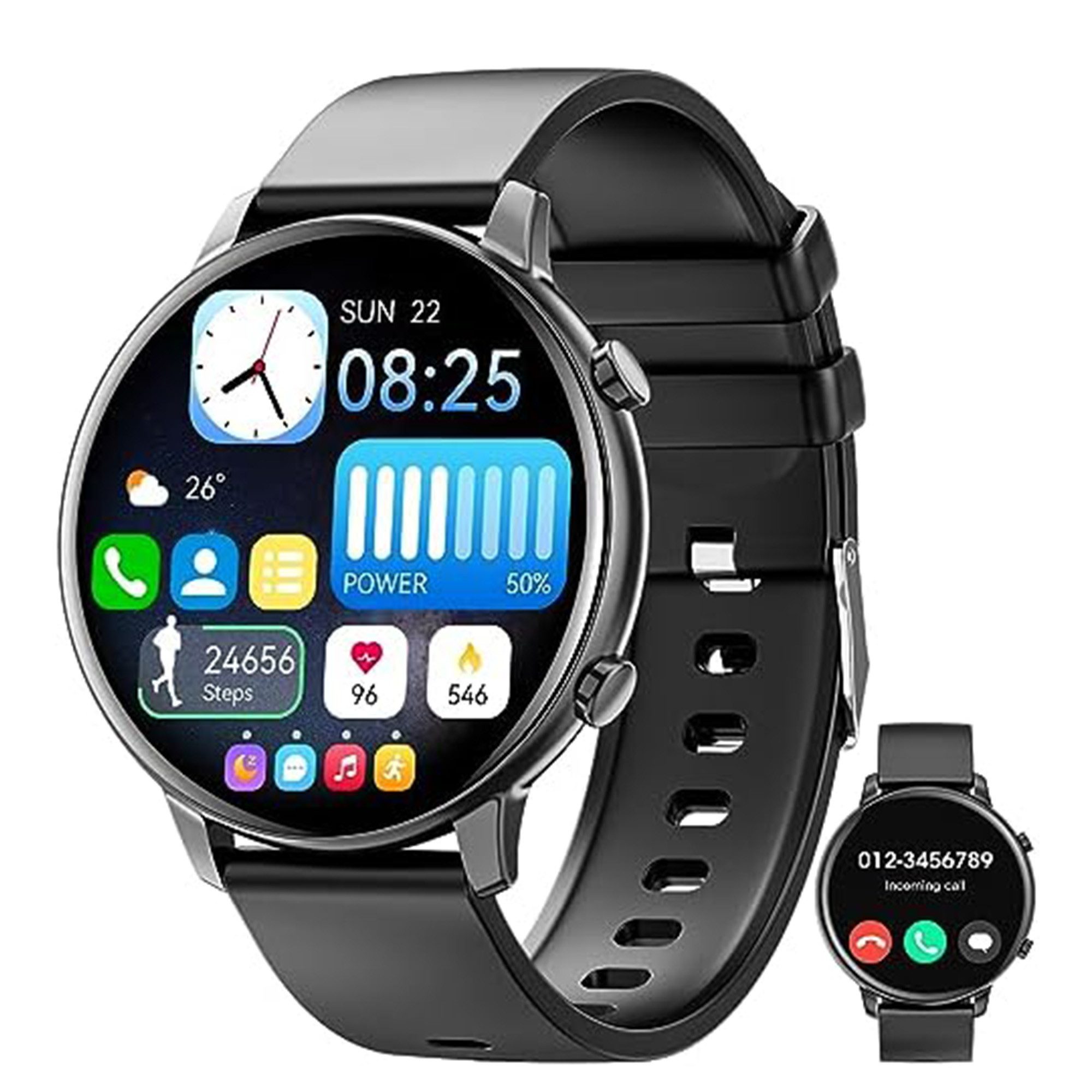 Mingtawn Herren%27s und Damen%27s Fitness Smartwatch (1,40 Zoll, Android/iOS), mit Herzfrequenz, Spo2, Schlaf, über 100 Sportmodi, Aktivitätstracker
