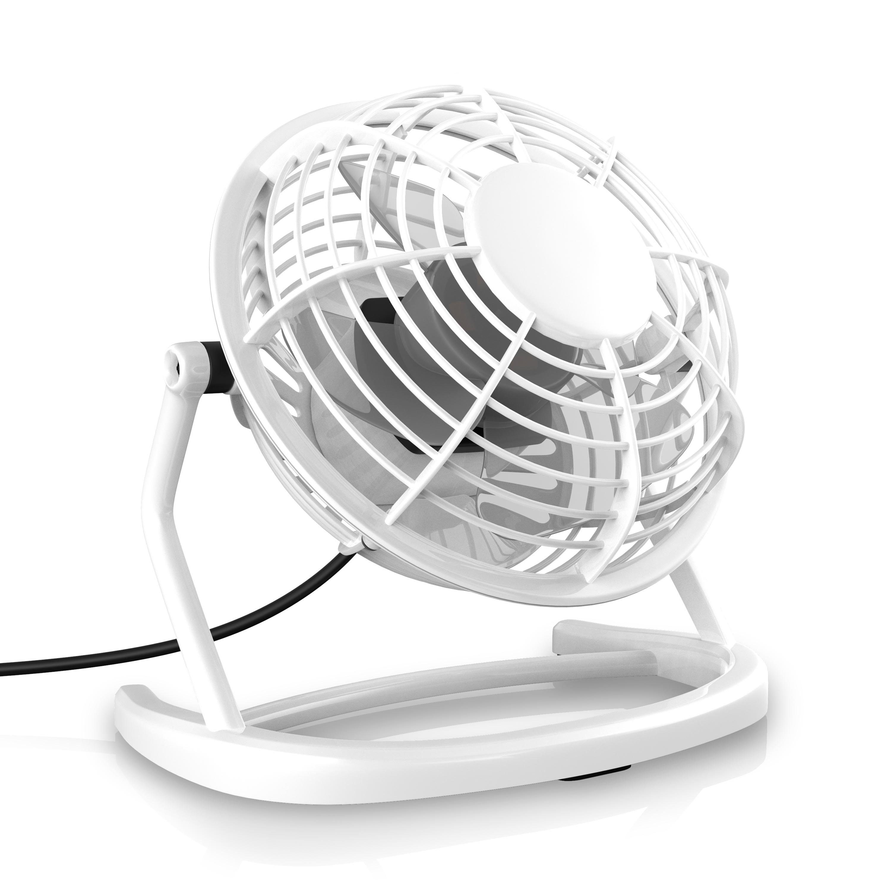 CSL Mini USB-Ventilator, Tischventilator neigbar, An/Aus-Schalter, optimal für den Schreibtisch weiß