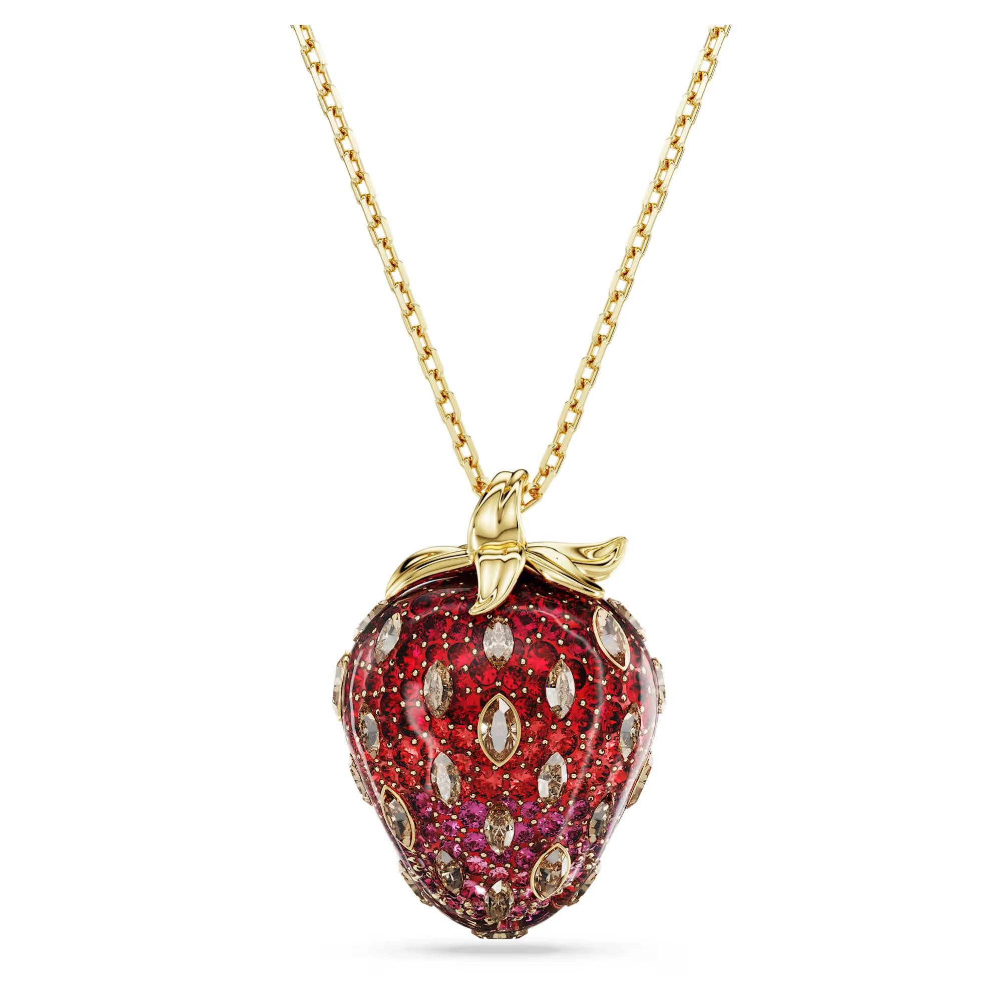 Swarovski Kristallanhänger Swarovski Halskette Idyllia 5742676 Erdbeere, Rot, Gold plattiert (1-tlg)