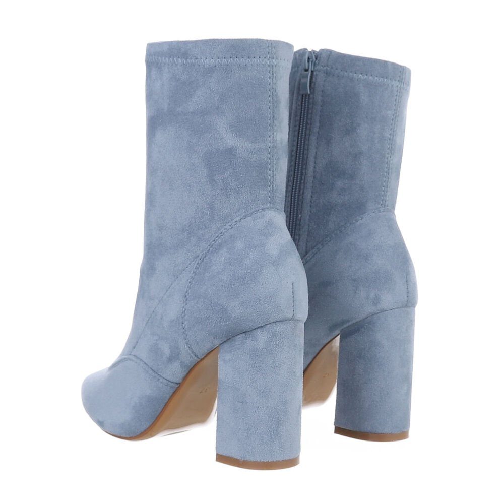 Ital-Design Damen Elegant High-Heel-Stiefelette (85493118) Blockabsatz High-Heel Stiefeletten in Hellblau