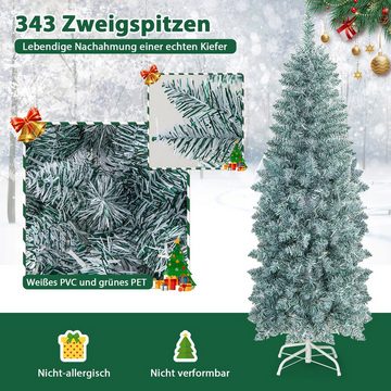 COSTWAY Künstlicher Weihnachtsbaum, Bleistift, mit LEDs bunt, Metall, 150cm