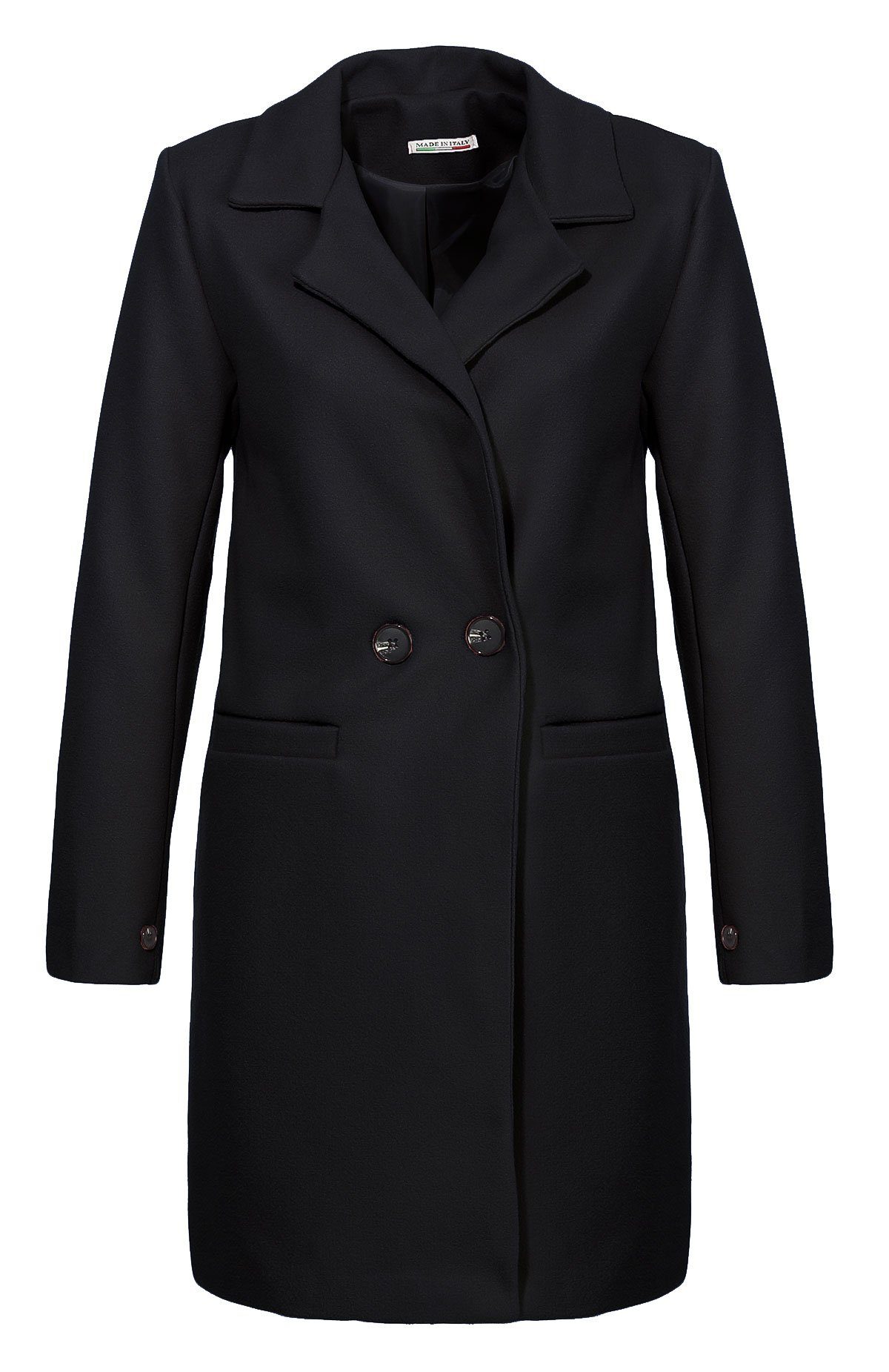 malito more Knopfverschluss Übergangsmantel schwarz Trenchcoat 19691 fashion than mit